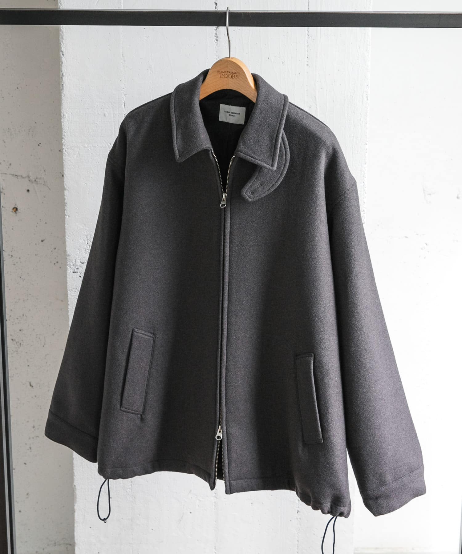 ウールメルトンジップブルゾン GRAY KAHKI M