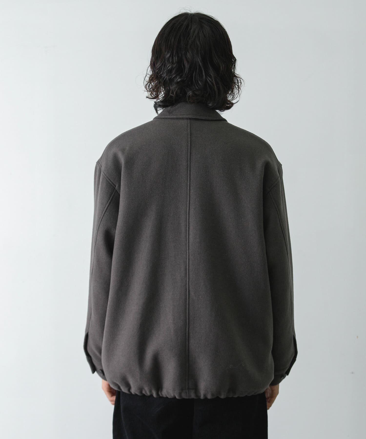 ウールメルトンジップブルゾン GRAY KAHKI L