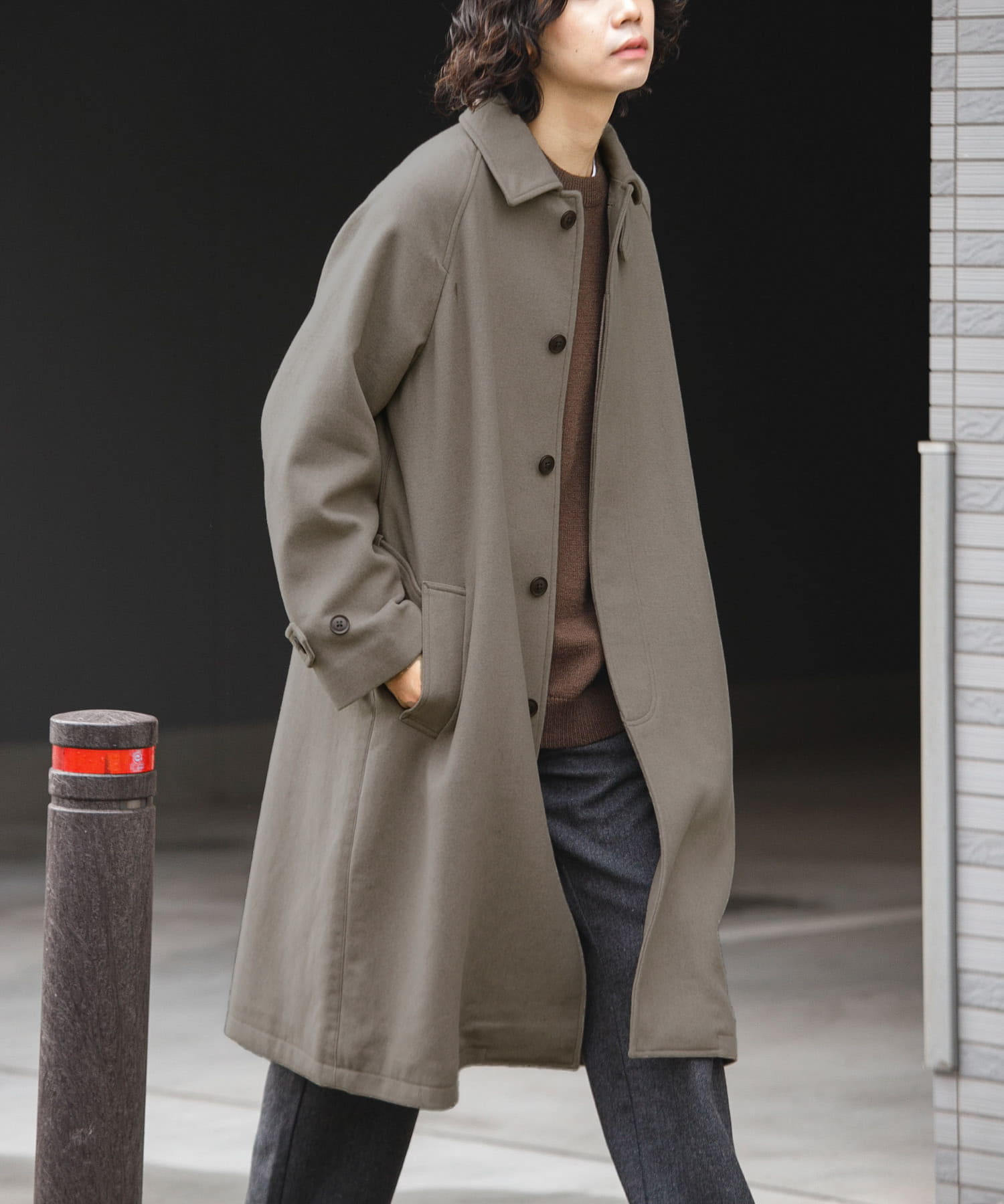 ウールメルトンステンカラーコート