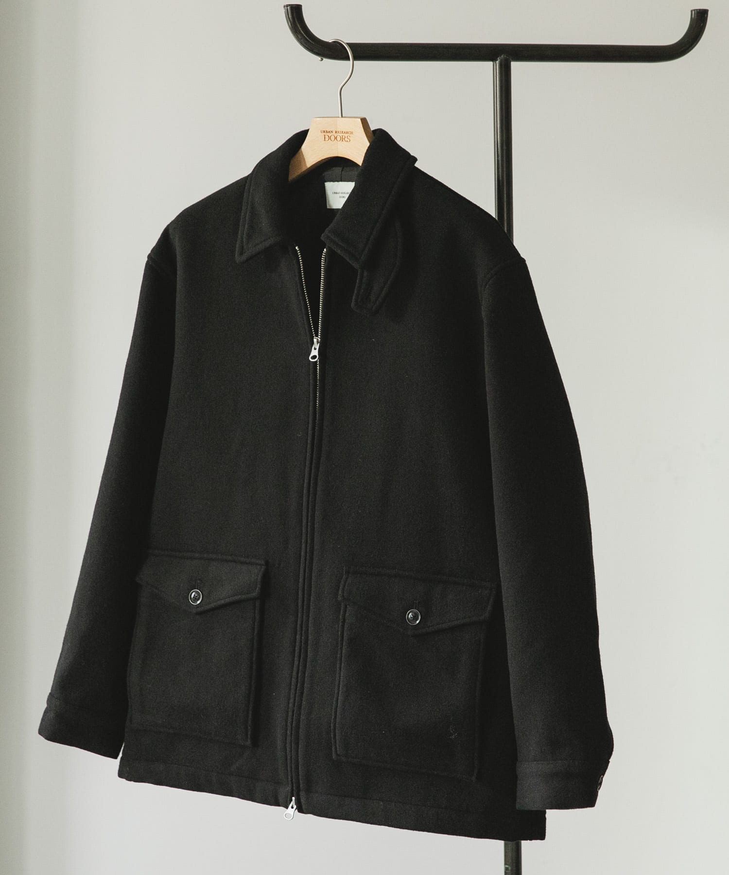 ウールブレンドハリントンジャケット BLACK M