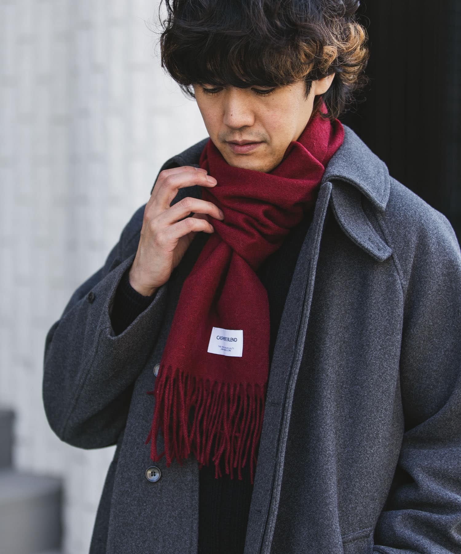 カシミヤブレンド マフラー WINE RED -