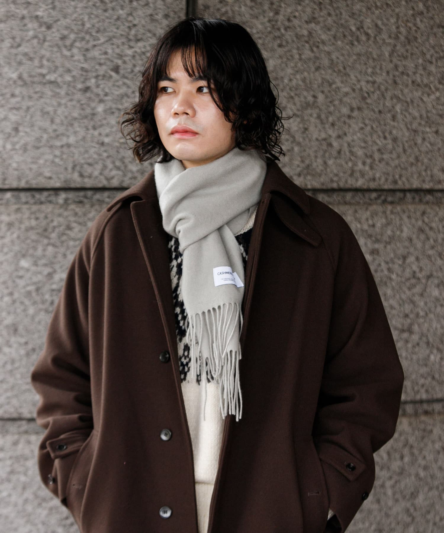 カシミヤブレンド マフラー GRAY -