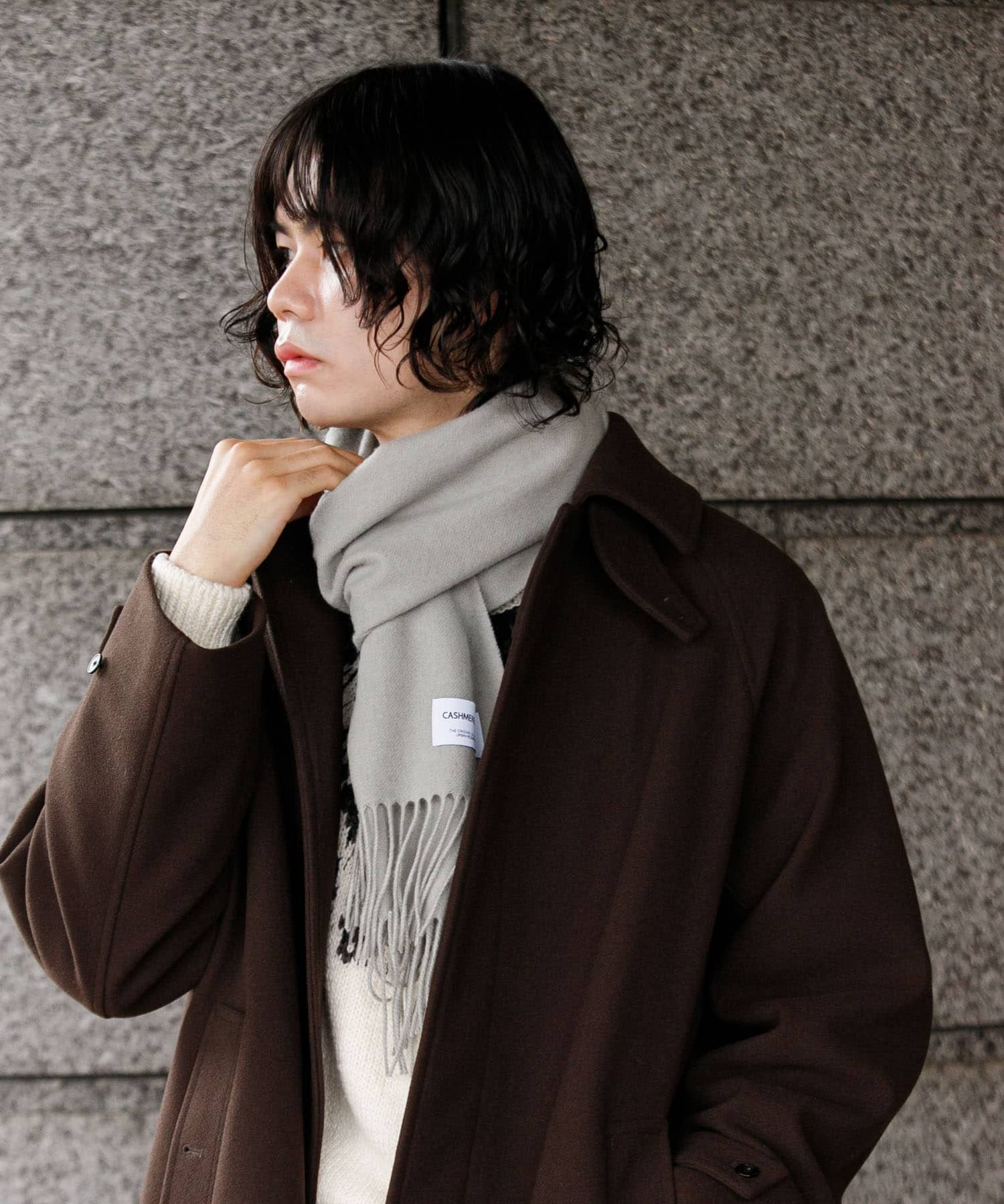 カシミヤブレンド マフラー GRAY -