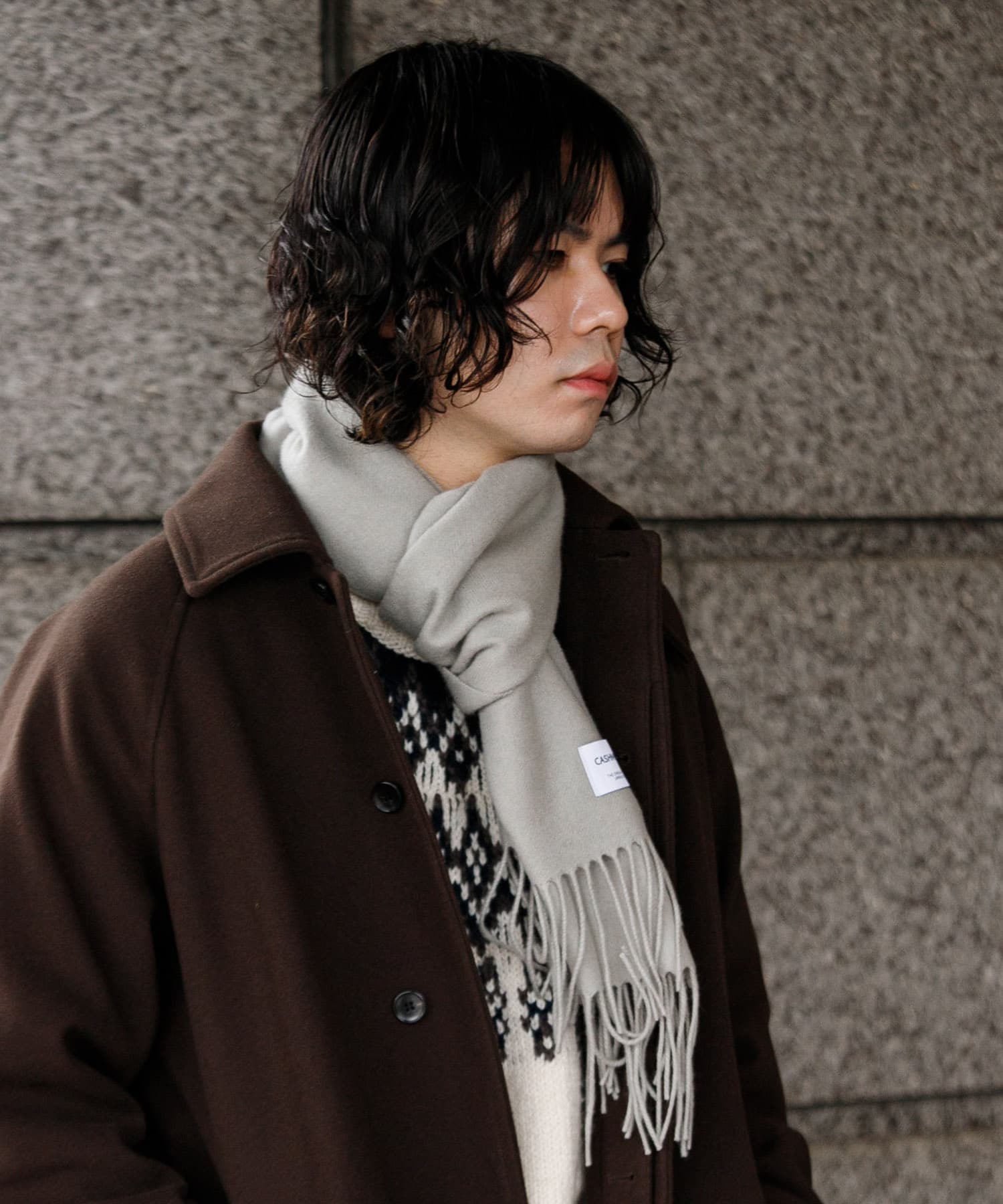 カシミヤブレンド マフラー GRAY -