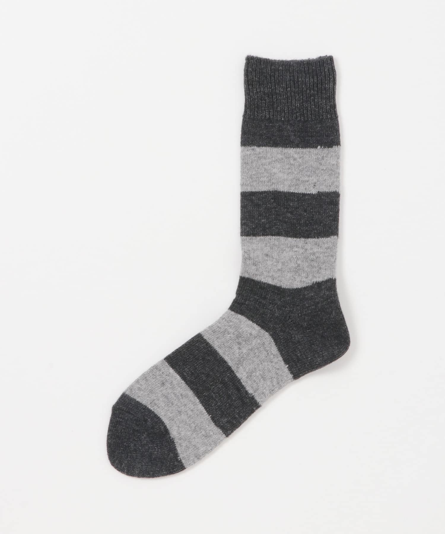 『別注』カシミヤボーダークルー CHARCOAL -