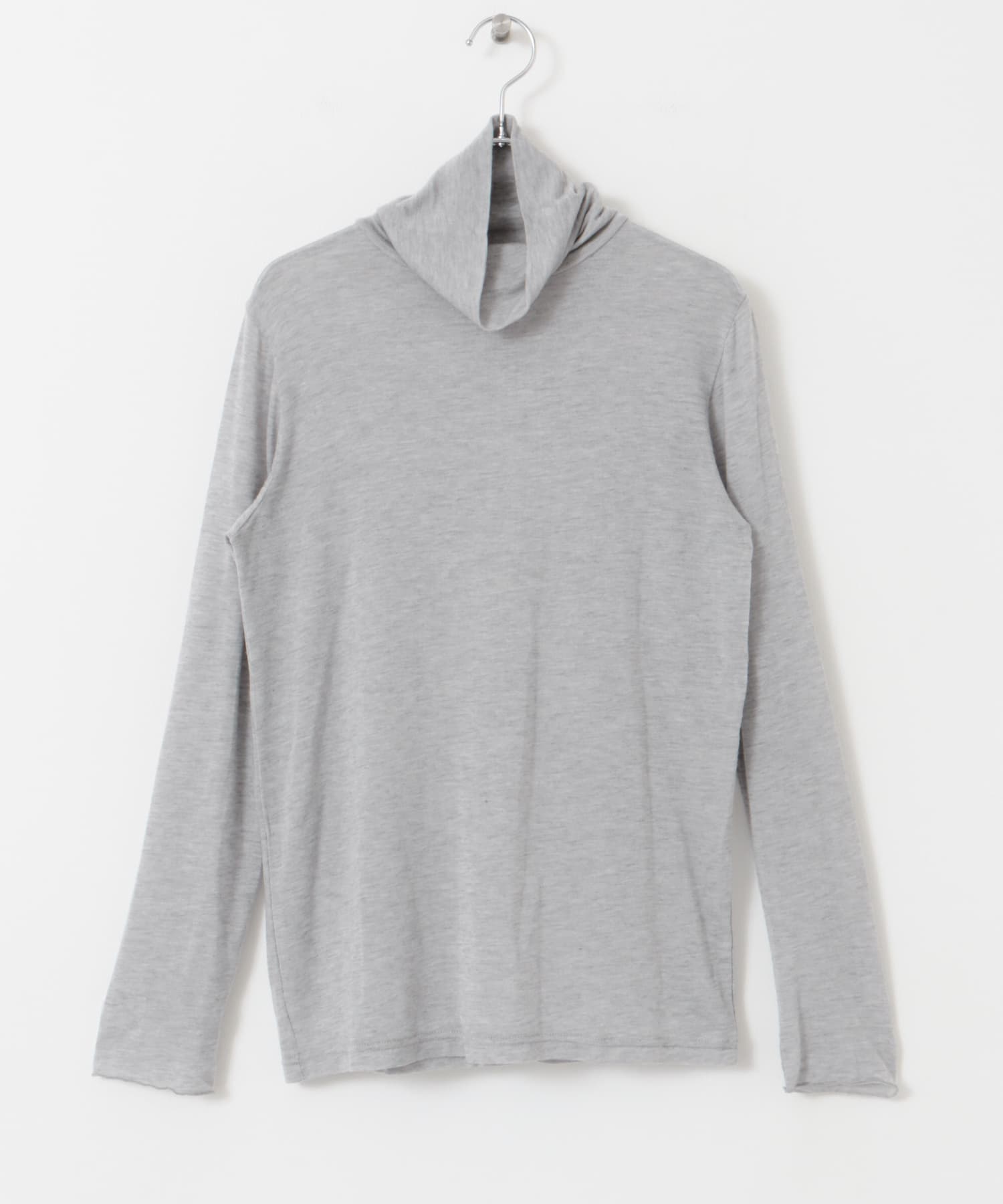 カシミヤシルク混タートルネックカットソー TOP GRY M