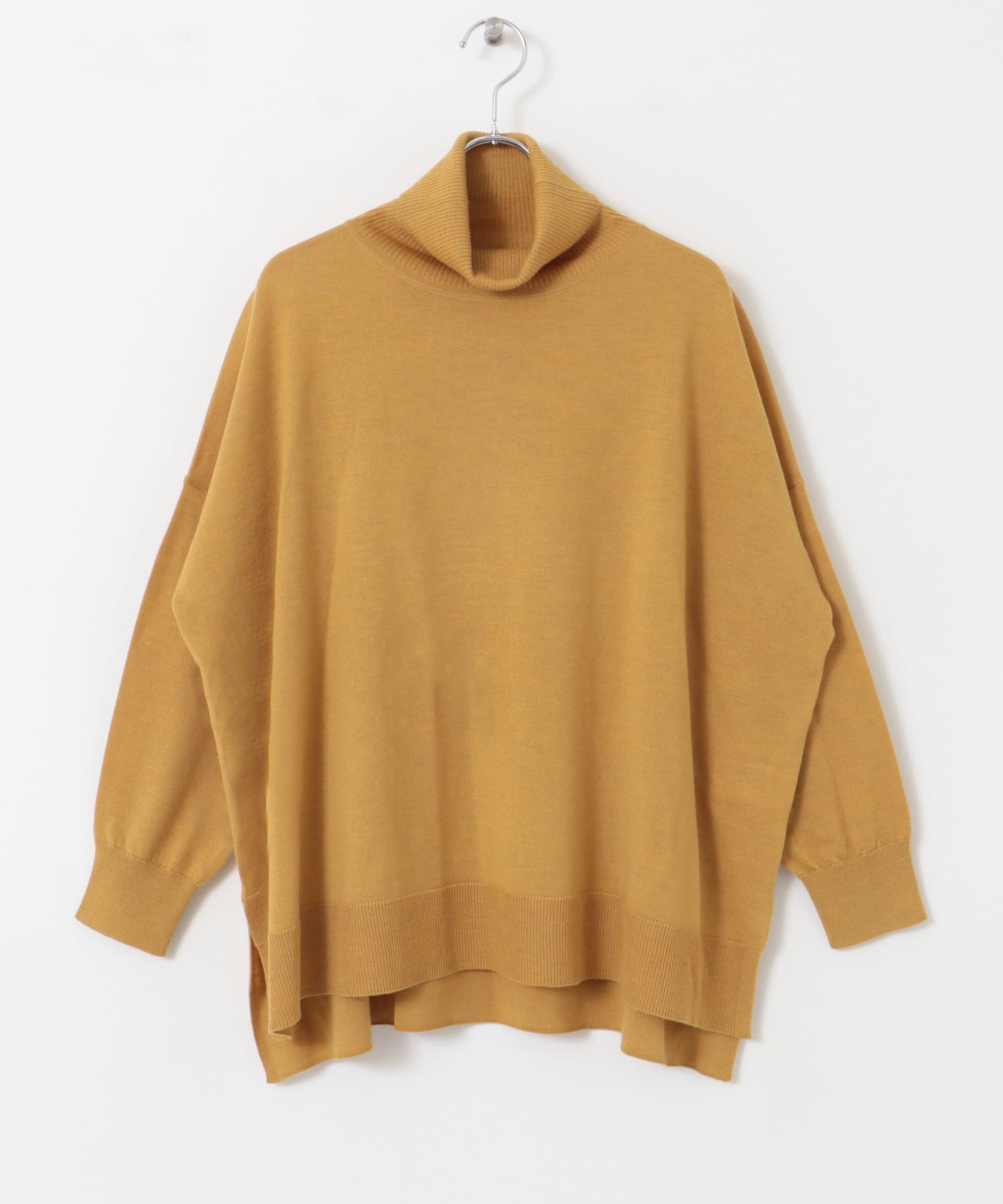 ウォッシャブルウールタートルワイドプルオーバー YELLOW M
