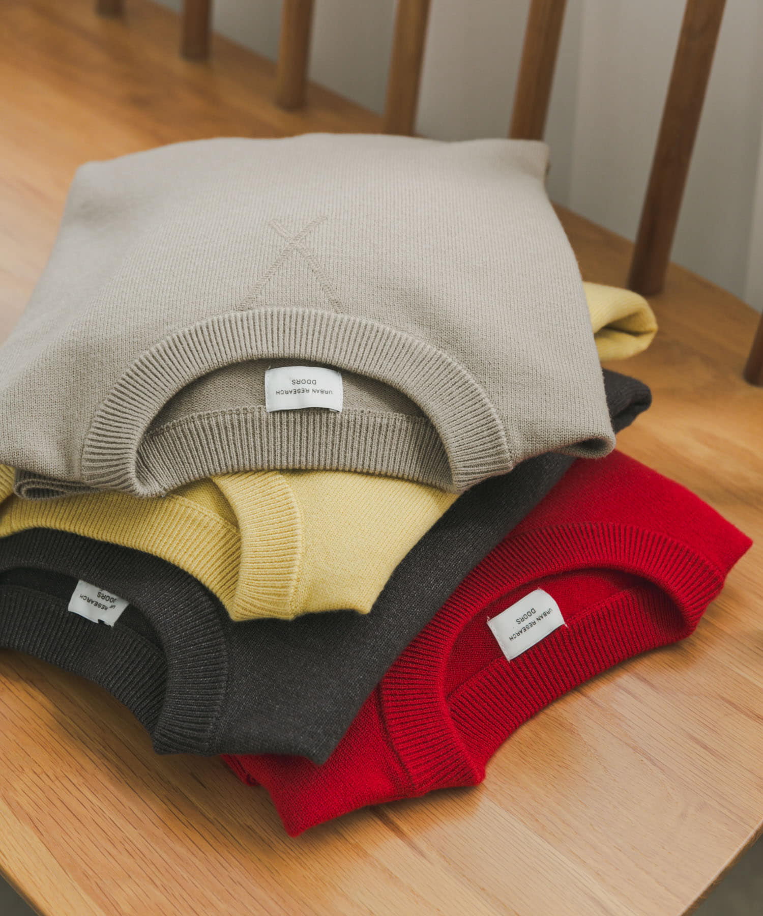 『UR TECH 200日ニット』スウェットライクプルオーバー 杢BEIGE M