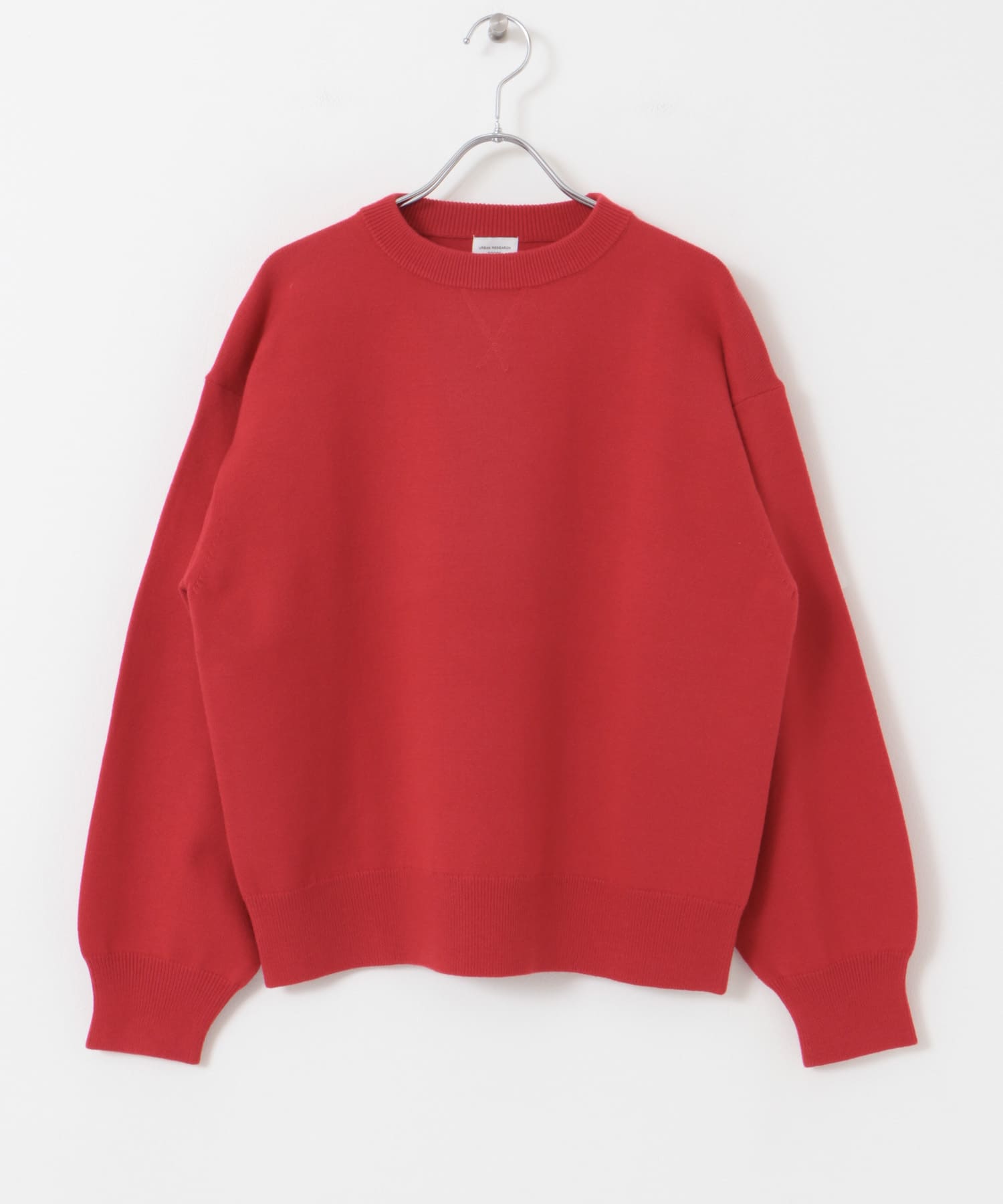 『UR TECH 200日ニット』スウェットライクプルオーバー RED M
