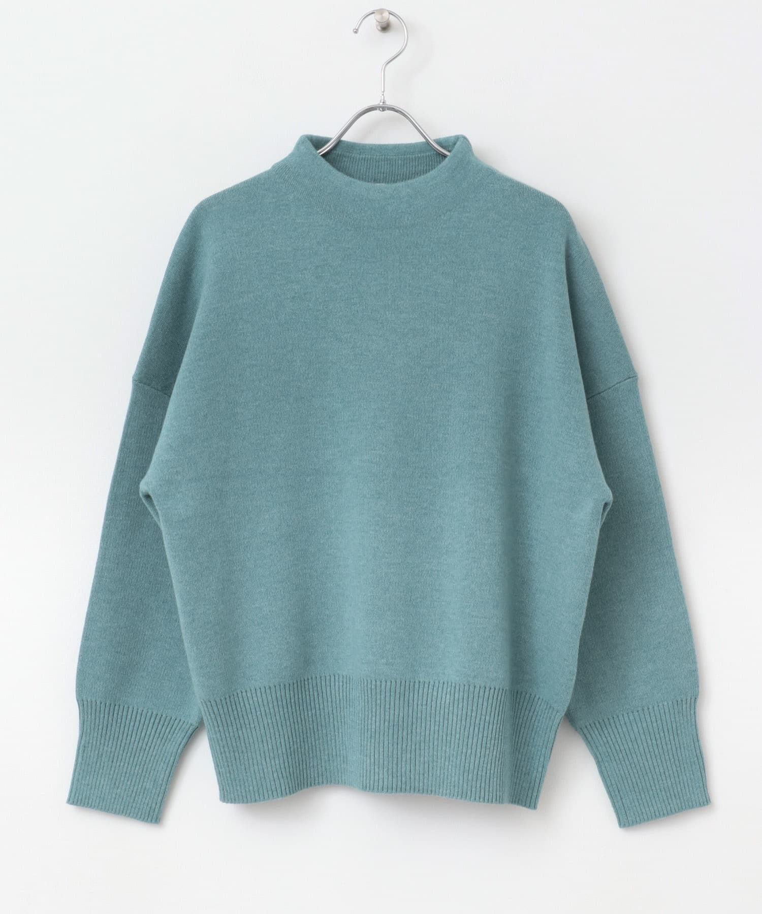 『蓄熱』ボトルネックKNITプルオーバー BLUE M