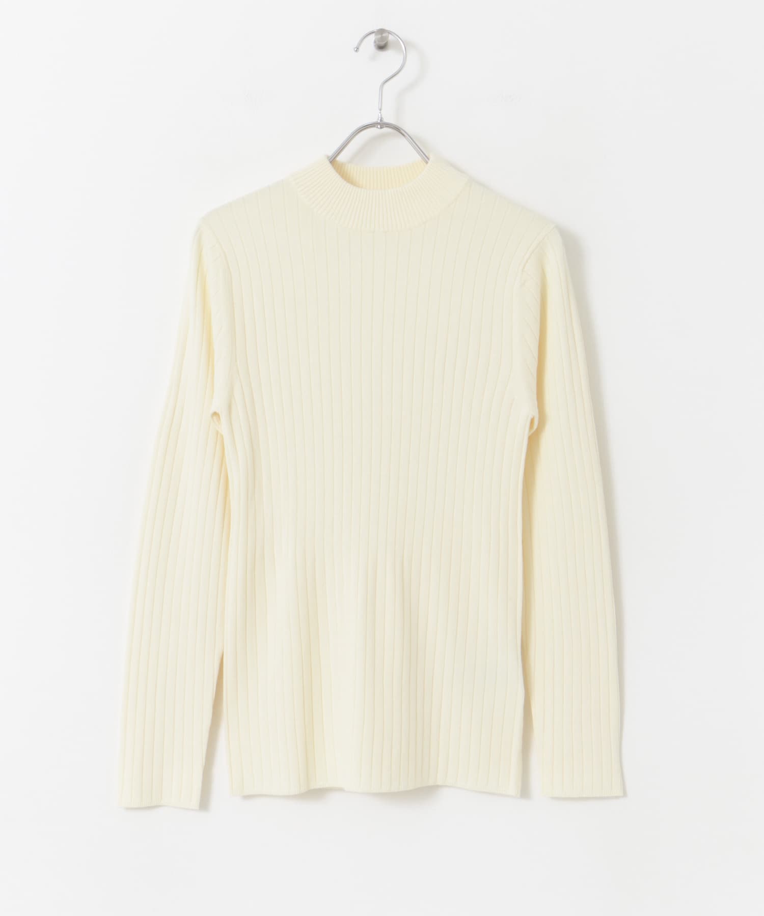 ハイネックリブニット IVORY M