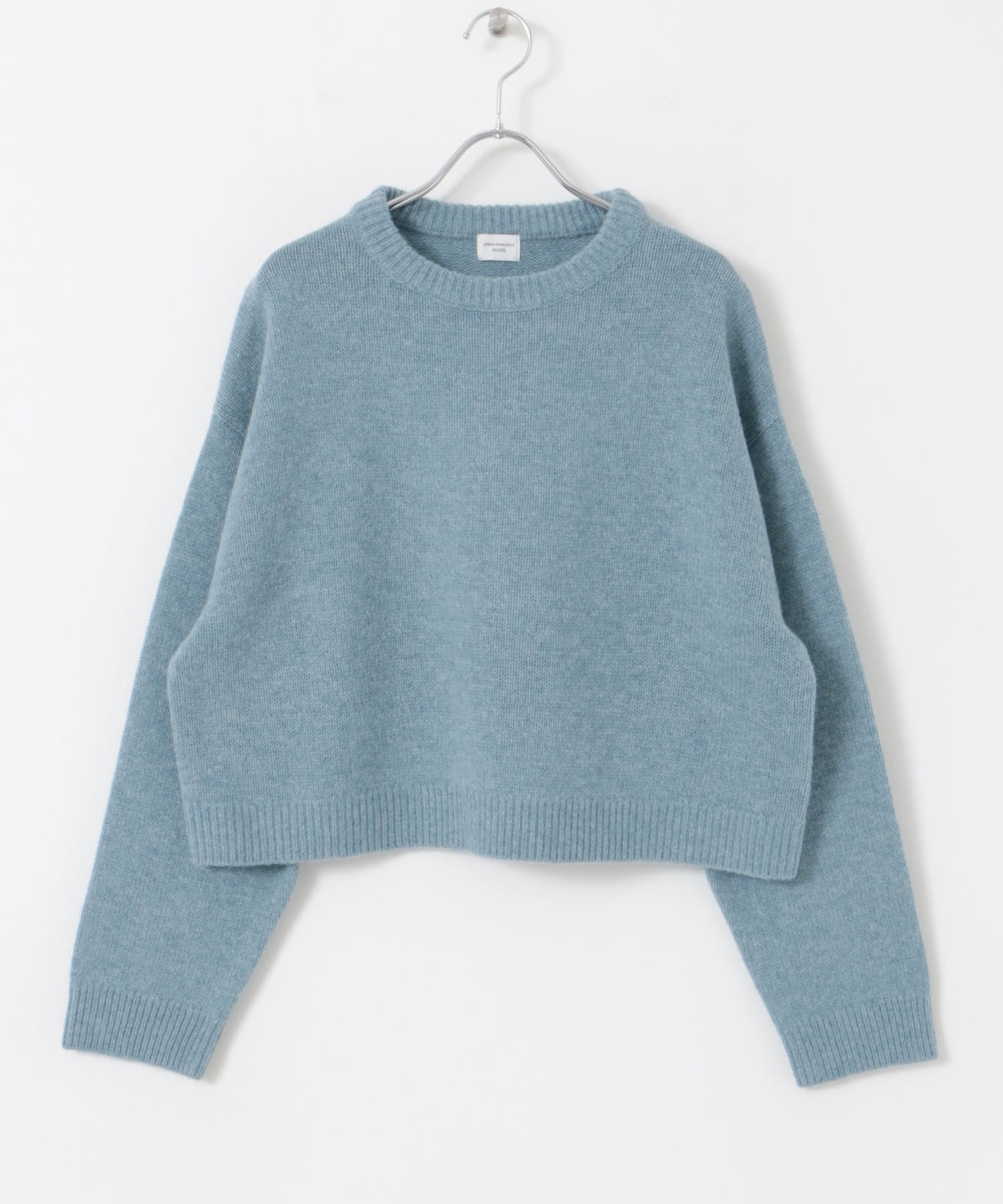 ショート丈ウールニット BLUE M