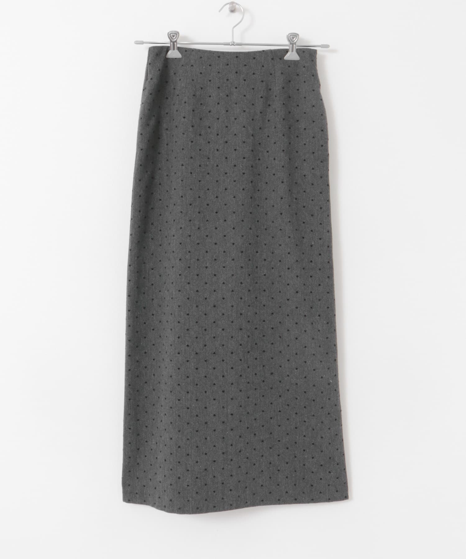 フロッキードットナロースカート CHARCOAL S