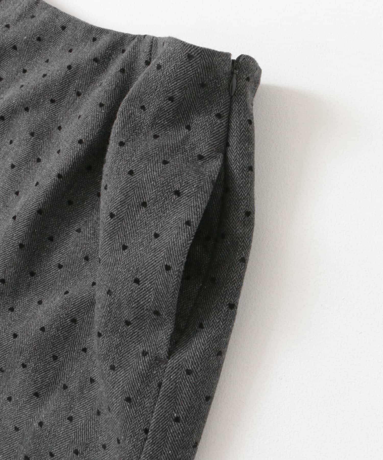 フロッキードットナロースカート CHARCOAL S
