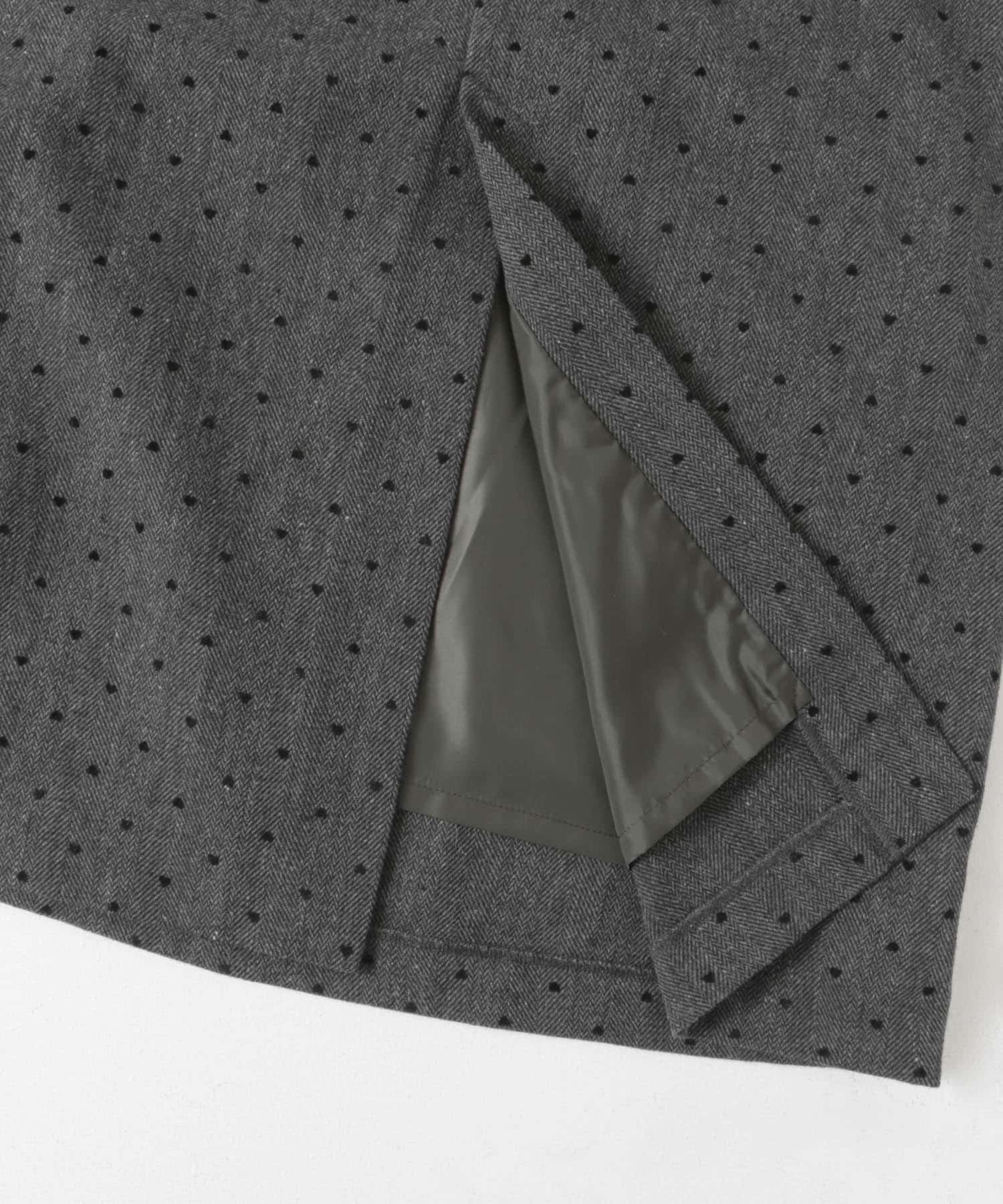 フロッキードットナロースカート CHARCOAL S