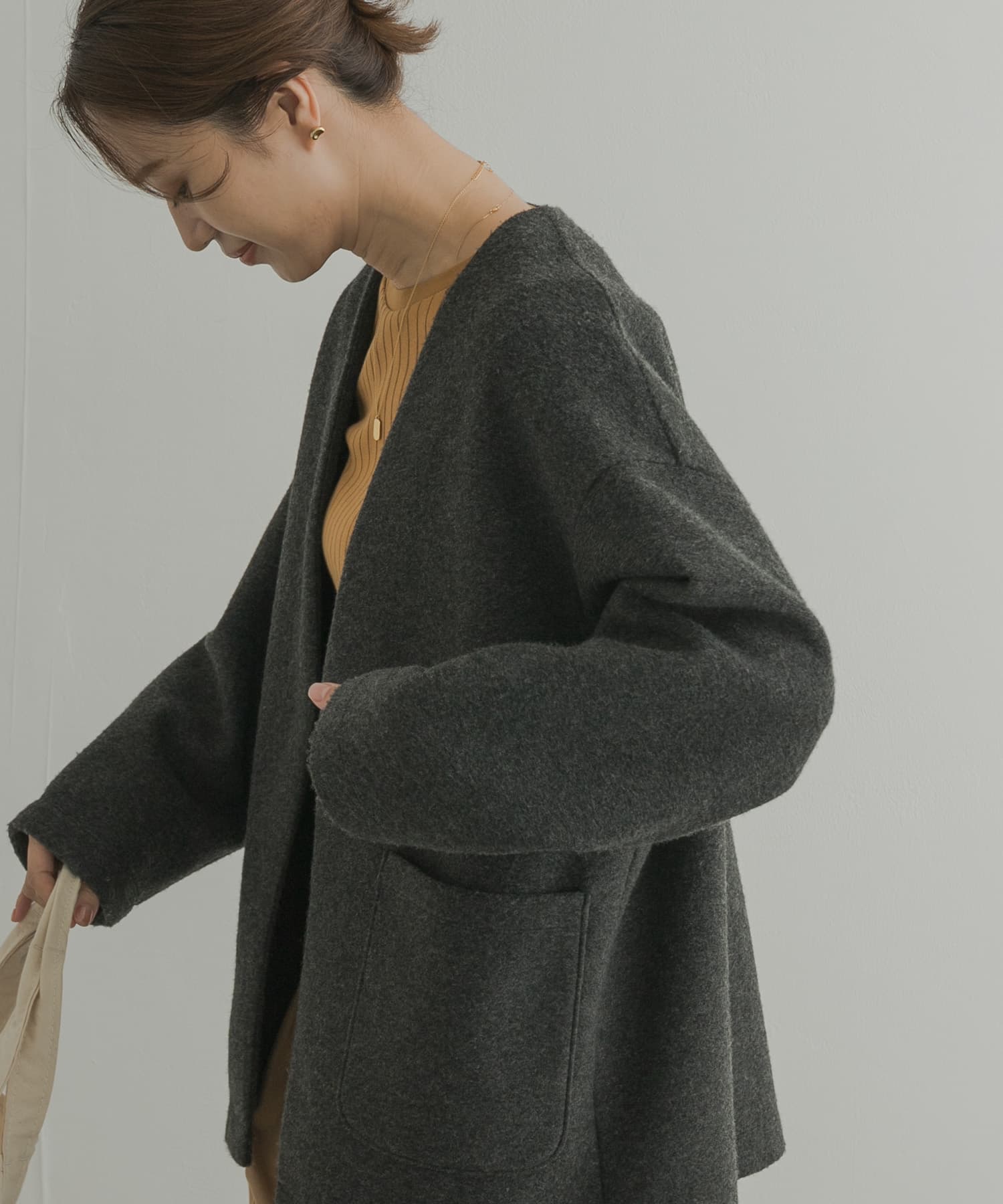 urban Research doors ウールミドルガウンコートグレー セール】スライバーガウンコート（その他アウター）｜URBAN