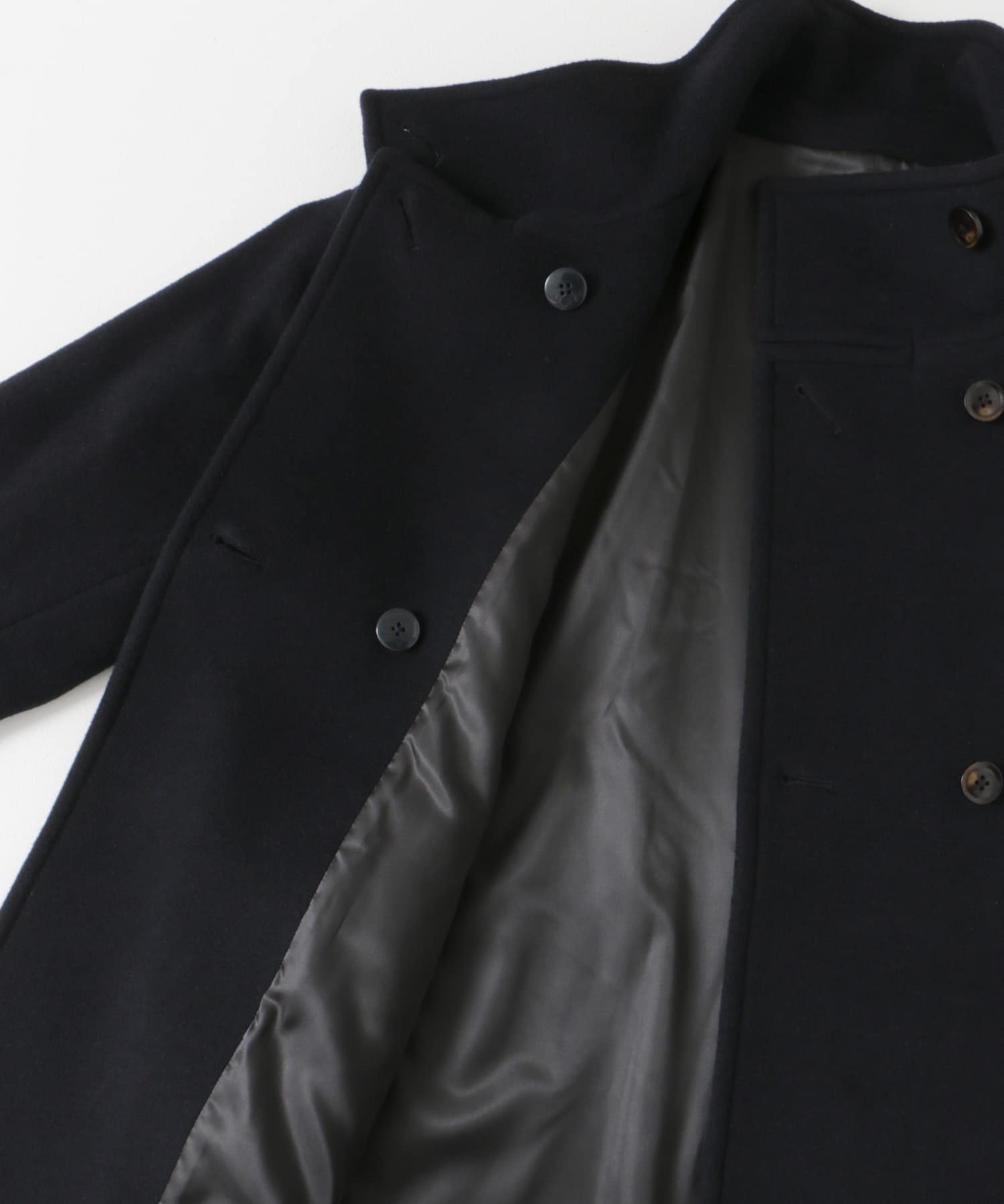 ウールスタンドカラーコート NAVY M