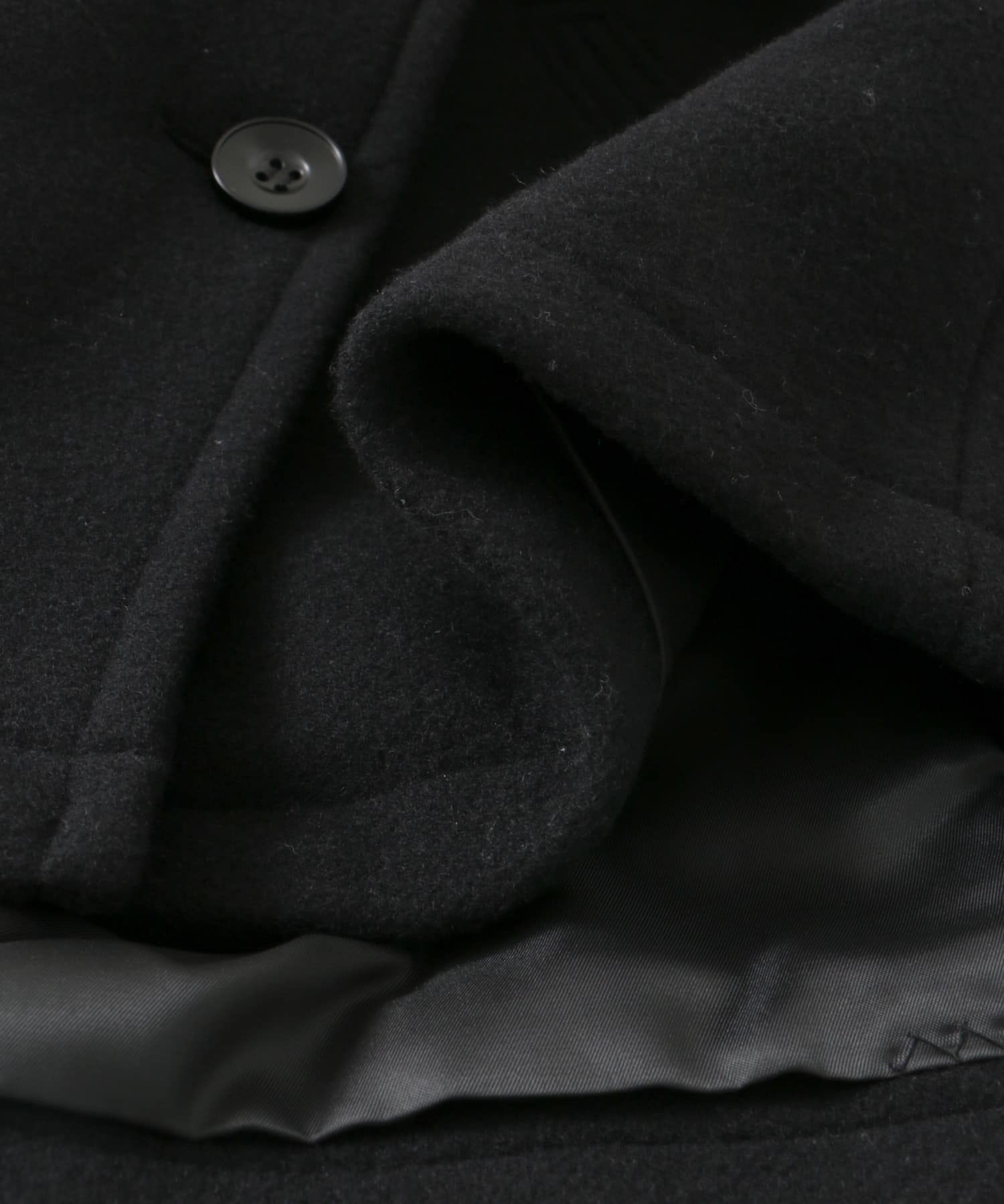 ショールカラー2WAYショートコート BLACK S