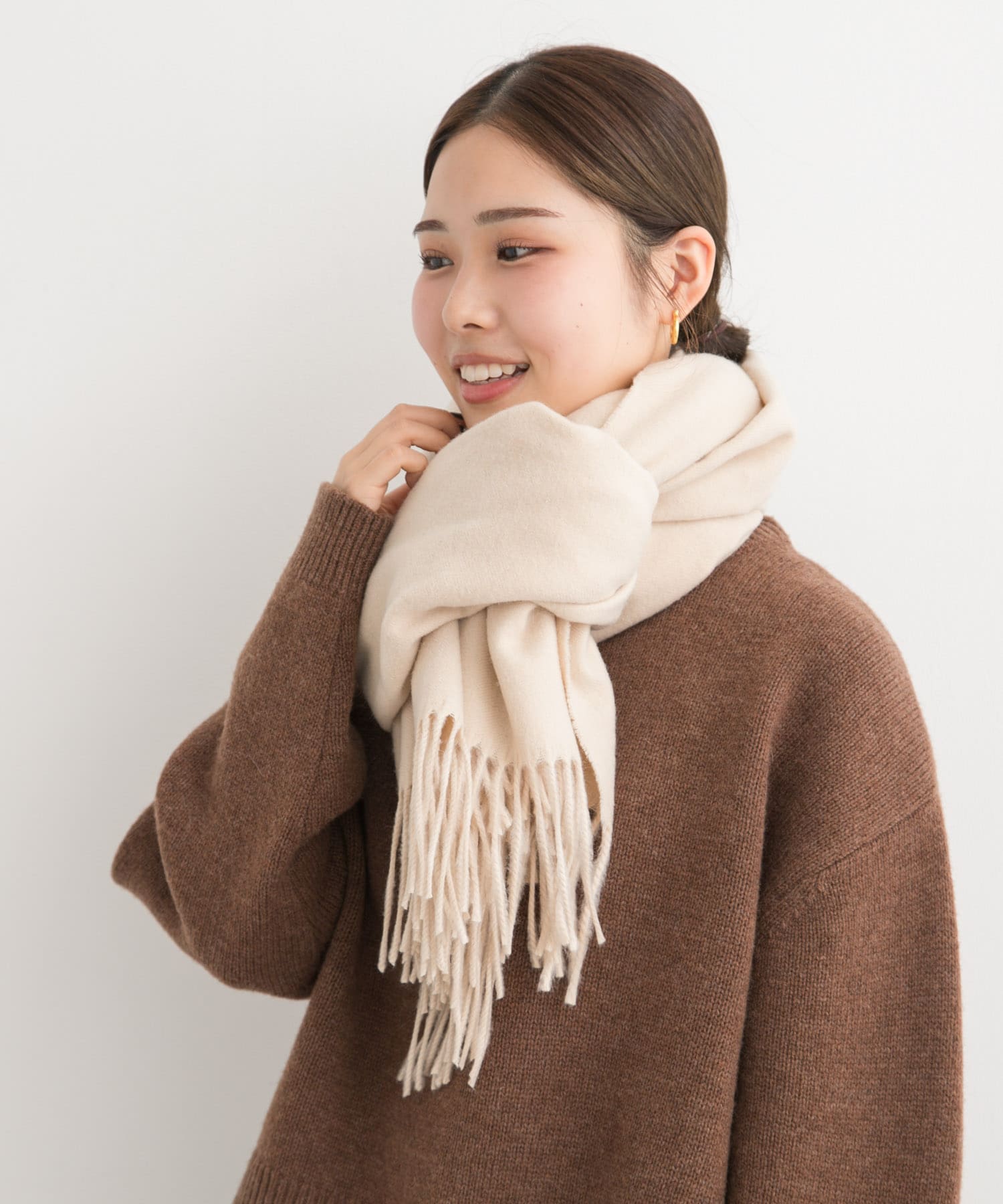 なめらかプレーンストール BEIGE one