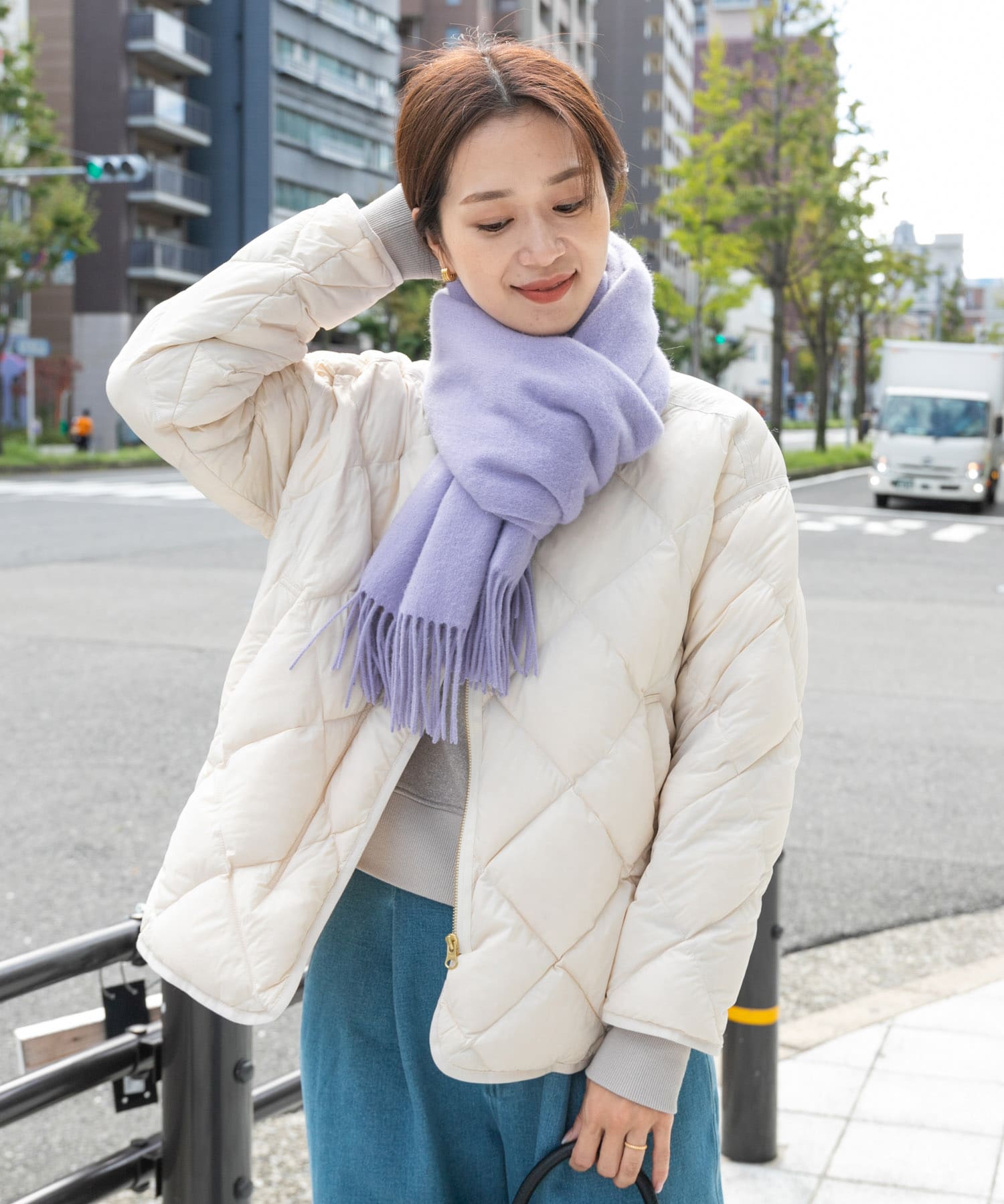 しっとりカシミヤ混ストール LAVENDER one