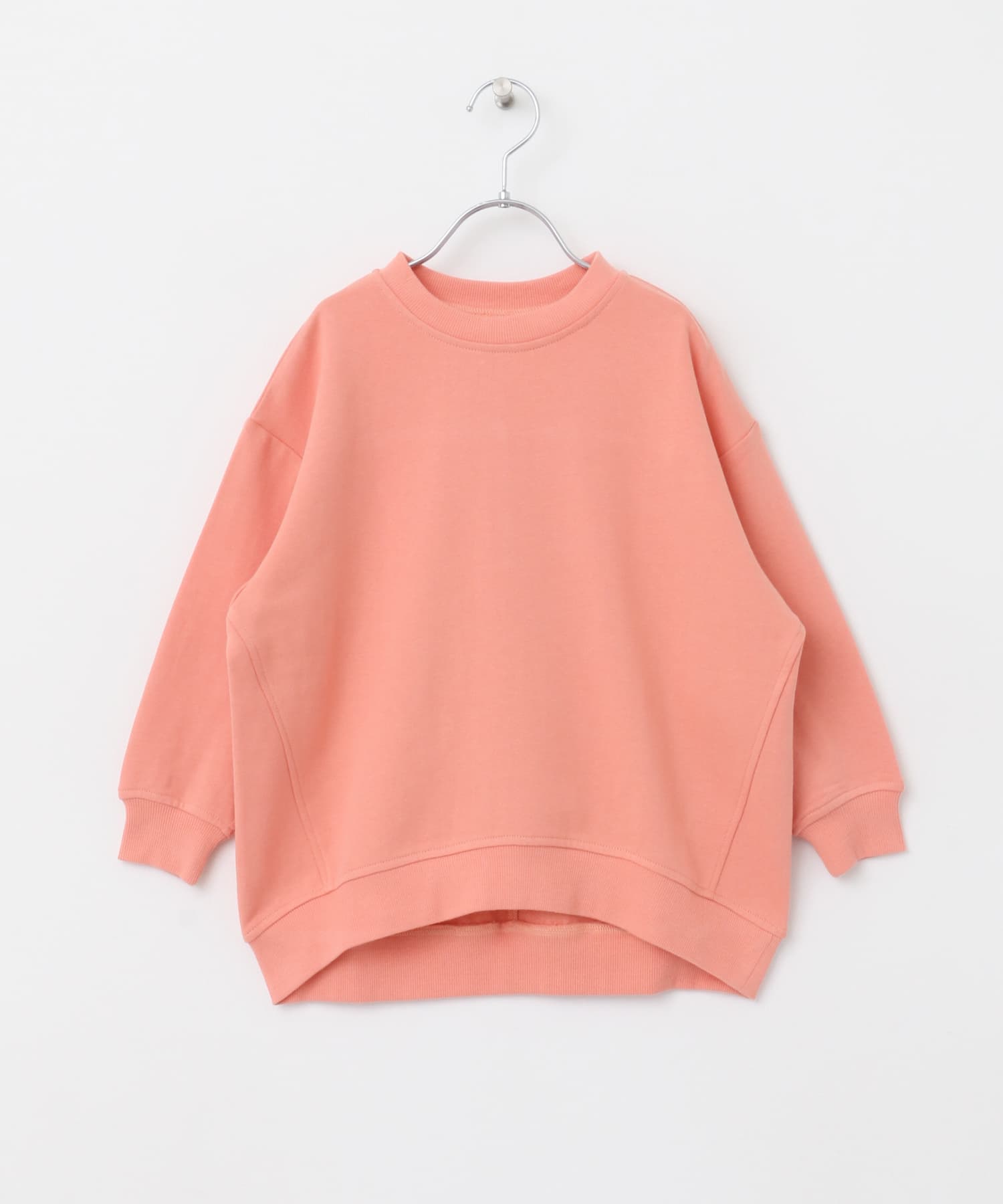 裏毛クルーネック切替スウェット(KIDS) SALMONPINK 105