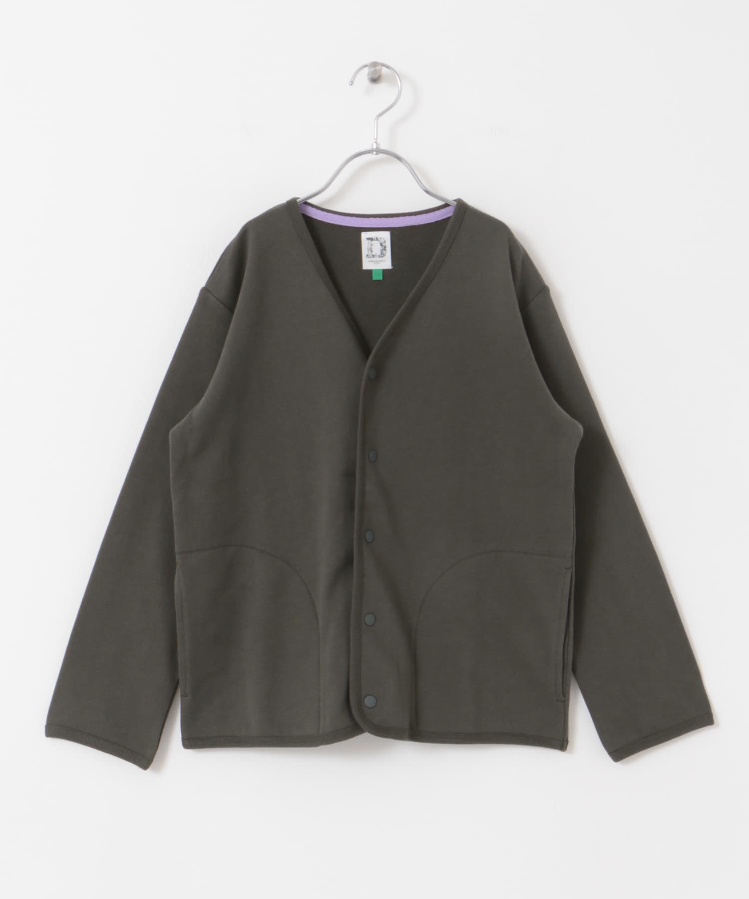 裏毛Vネックカーディガン(KIDS) CHARCOAL 150