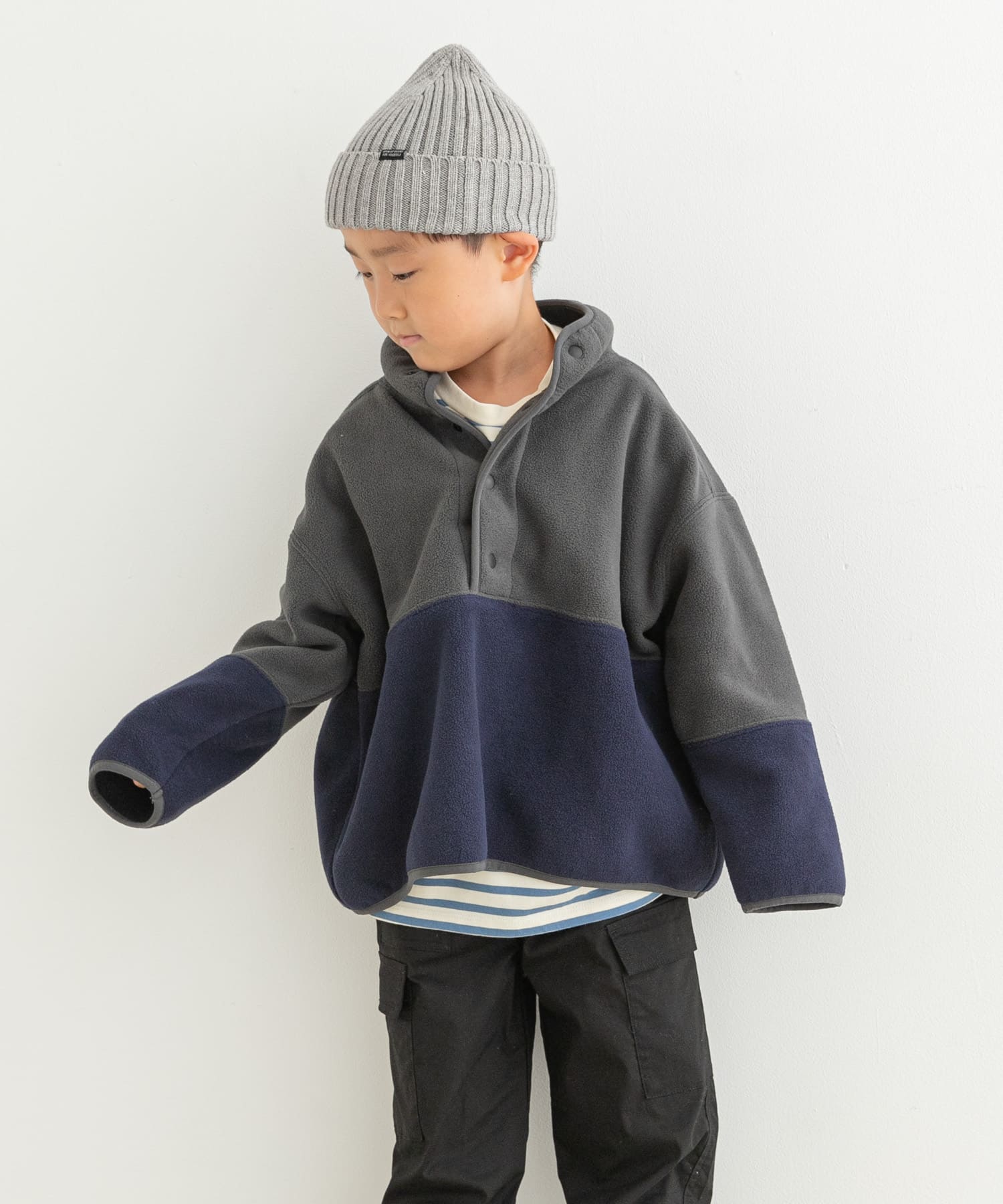 『洗濯可』フリースバイカラープルオーバー(KIDS)