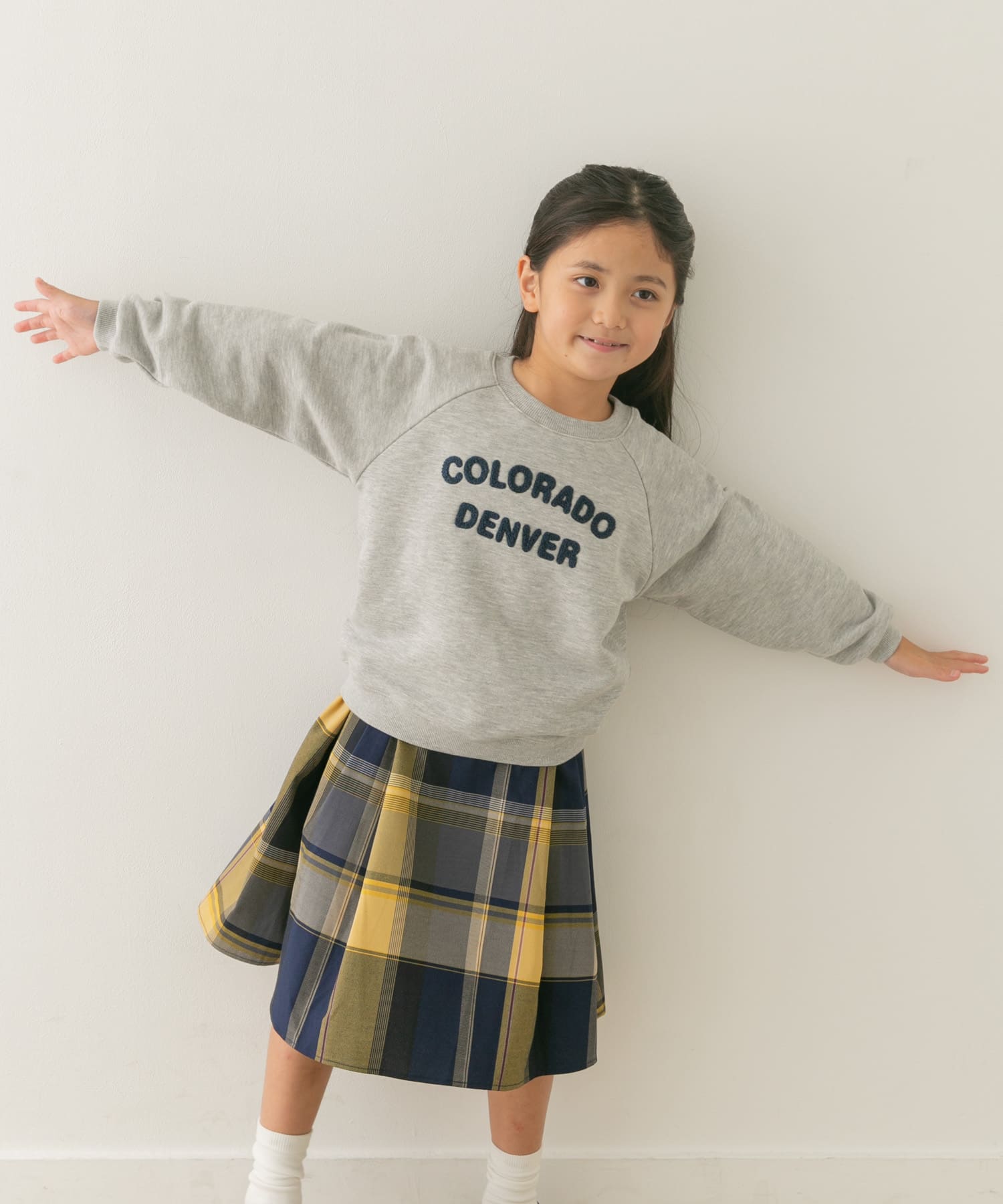 『親子リンク』パイル刺繍ロゴスウェット(KIDS) TOP GRAY 105