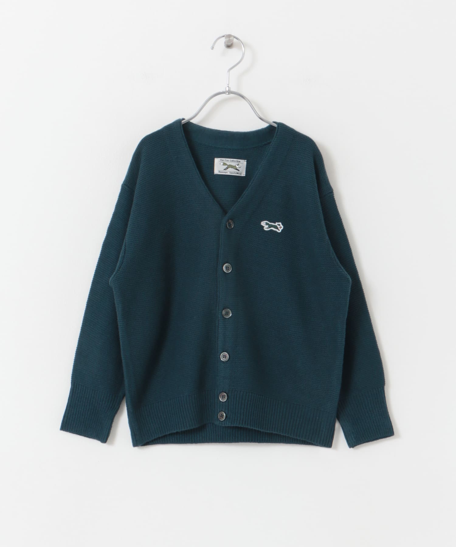 『親子リンク』『別注』PENNEYS×DOORS　THE FOX Vネックカーディガン(KIDS) BLUEGREEN 105