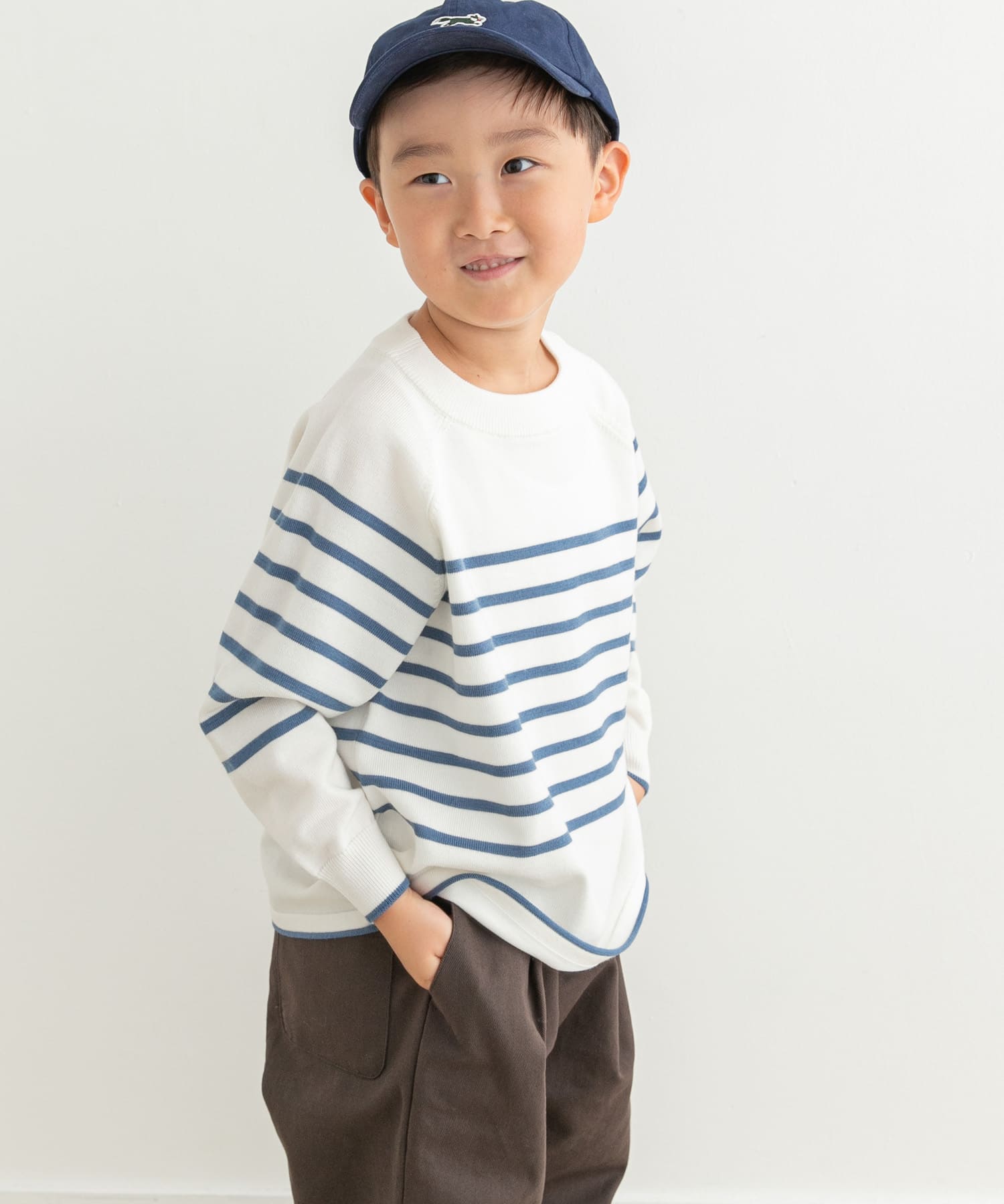 『洗濯可』ウーステッドヤーン配色ニット(KIDS)