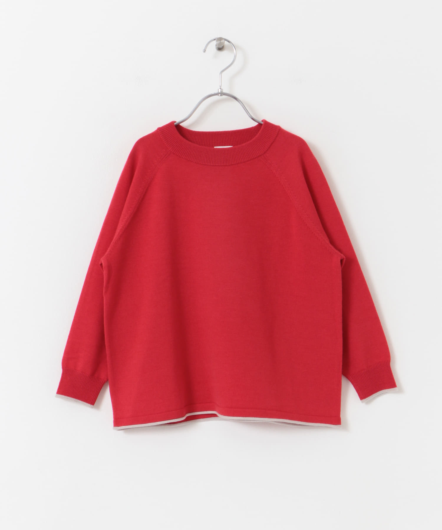 『洗濯可』ウーステッドヤーン配色ニット(KIDS) RED 105