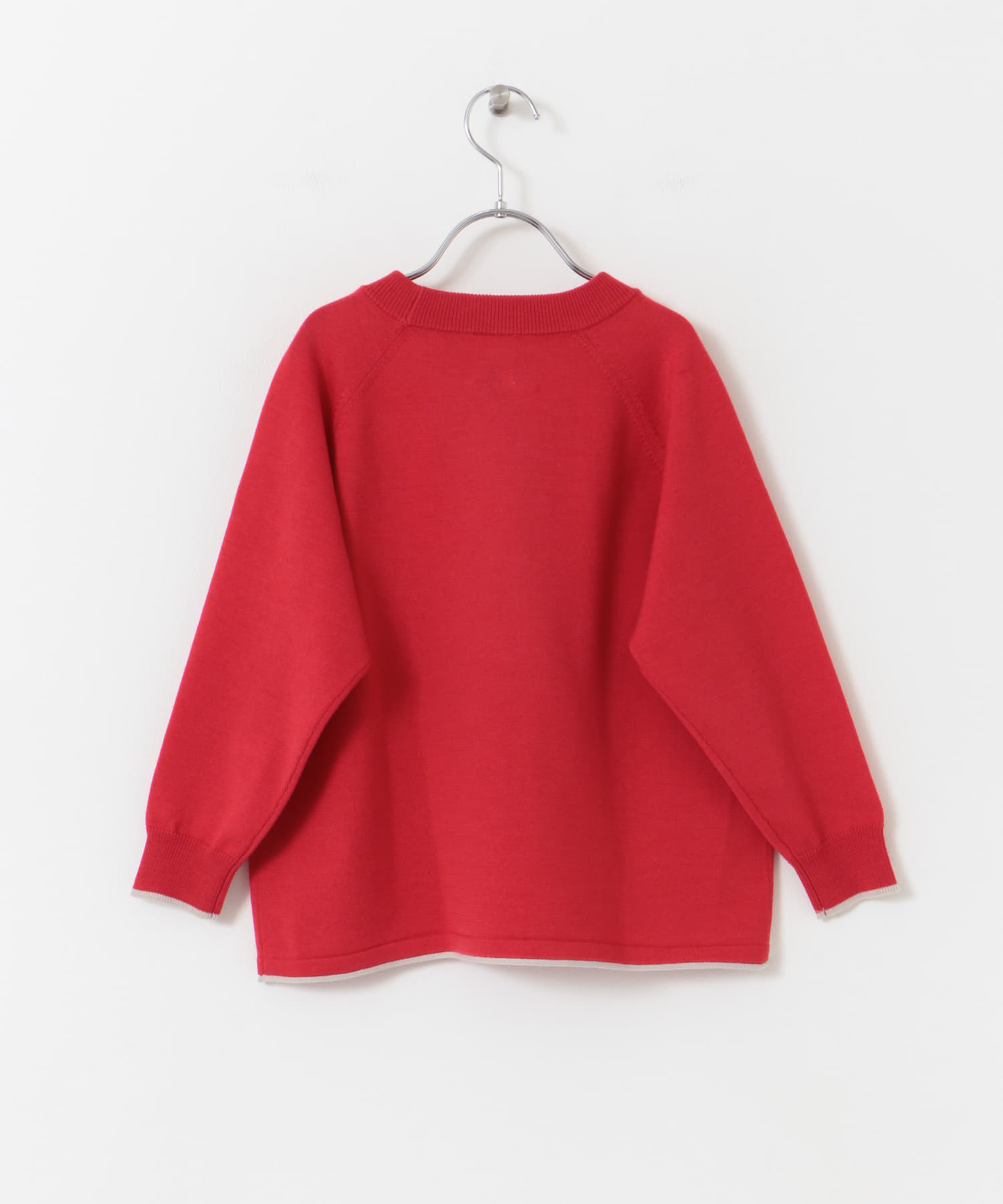 『洗濯可』ウーステッドヤーン配色ニット(KIDS) RED 105