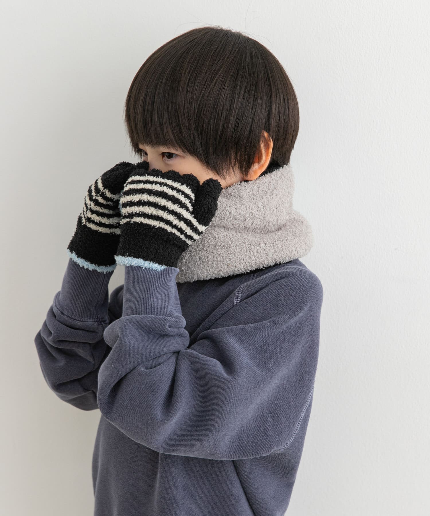 マシュマロボーダー手袋(KIDS) BLACK one