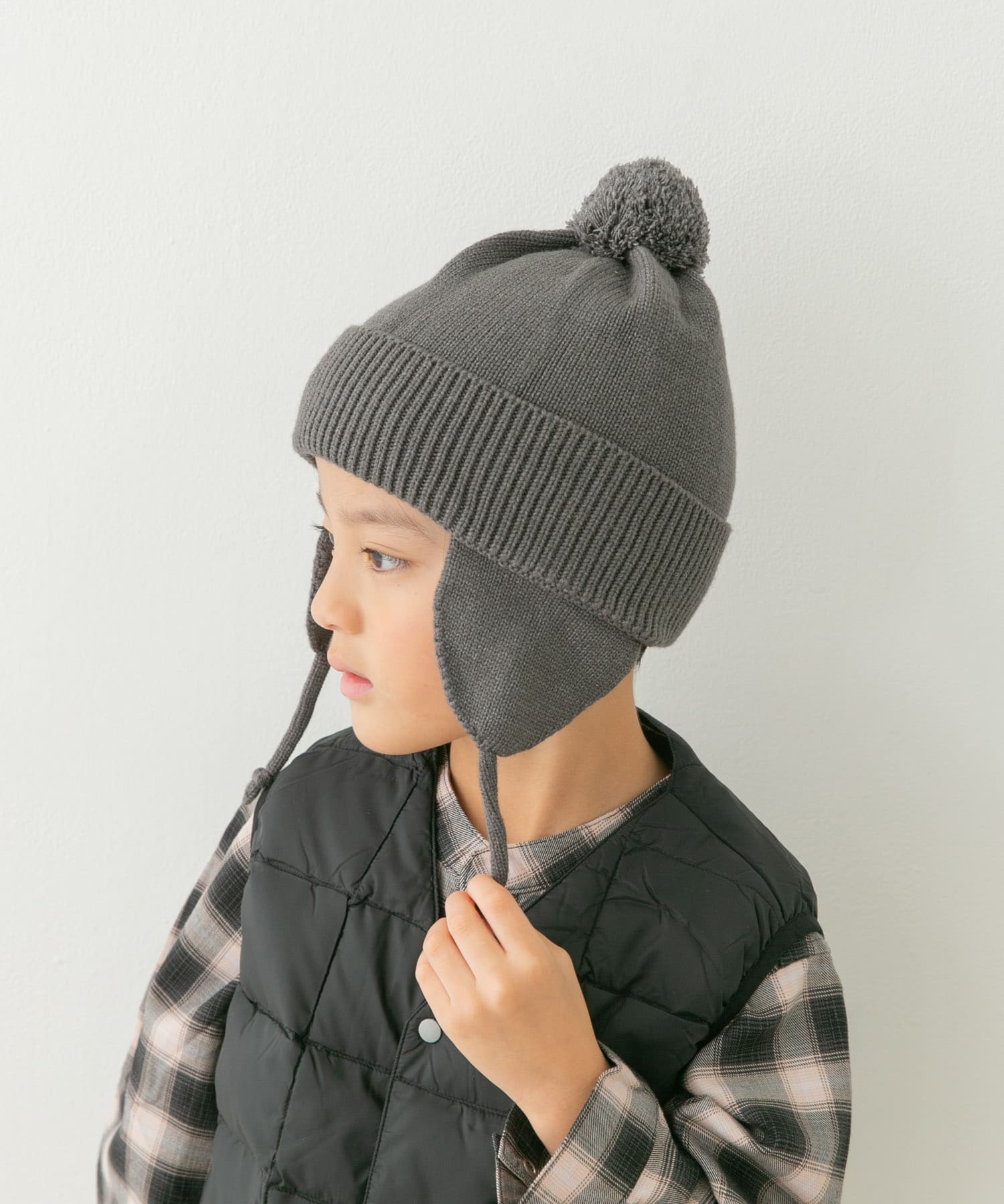 『抗菌/防臭/静電気防止』フライトニットキャップ(KIDS) CHARCOAL one