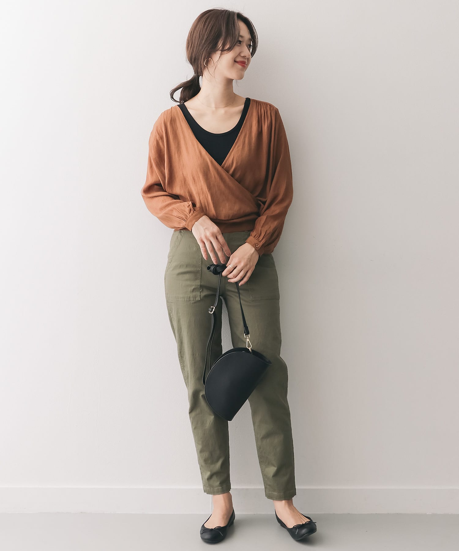 カシュクールブラウス∴ CAMEL one