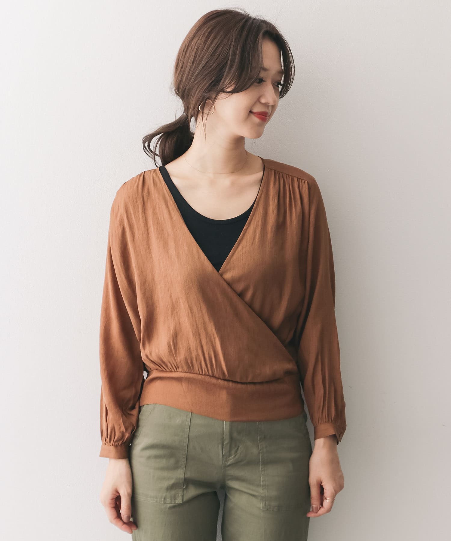 カシュクールブラウス∴ CAMEL one