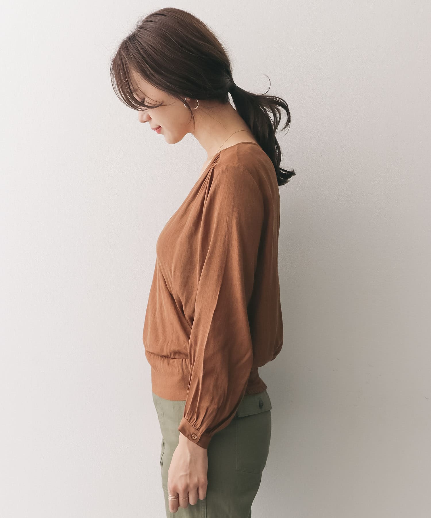 カシュクールブラウス∴ CAMEL one