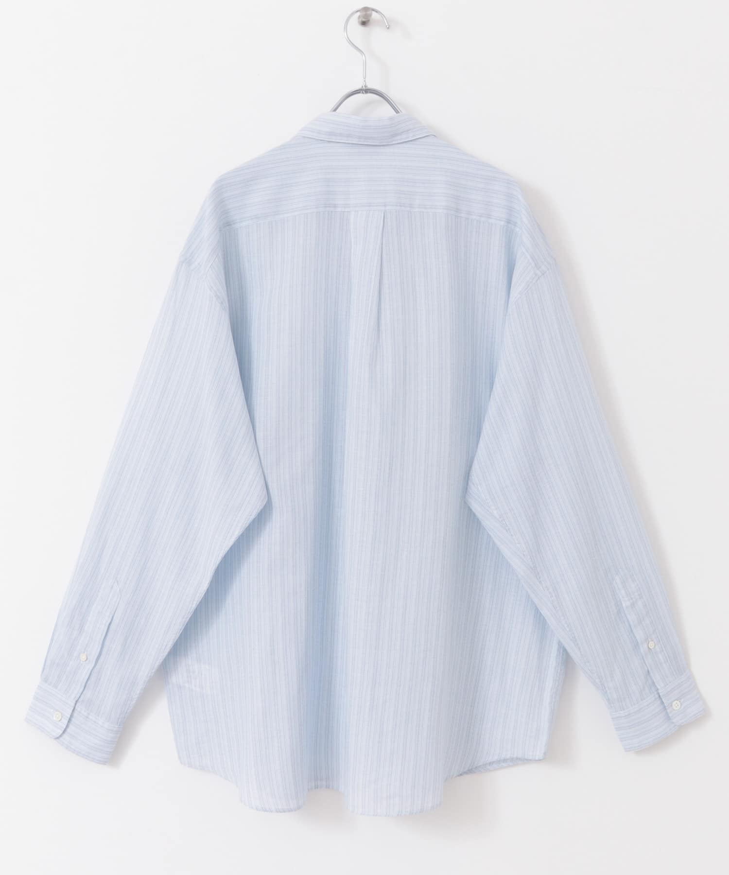シアーボイルストライプロングスリーブシャツ BLUE M