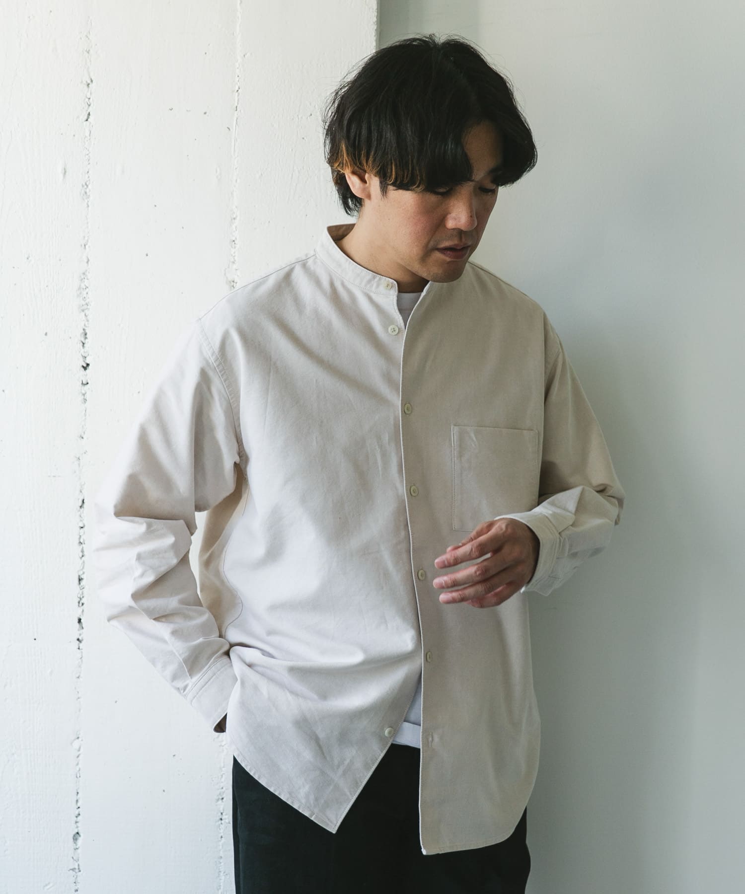 オックスバンドカラーシャツ