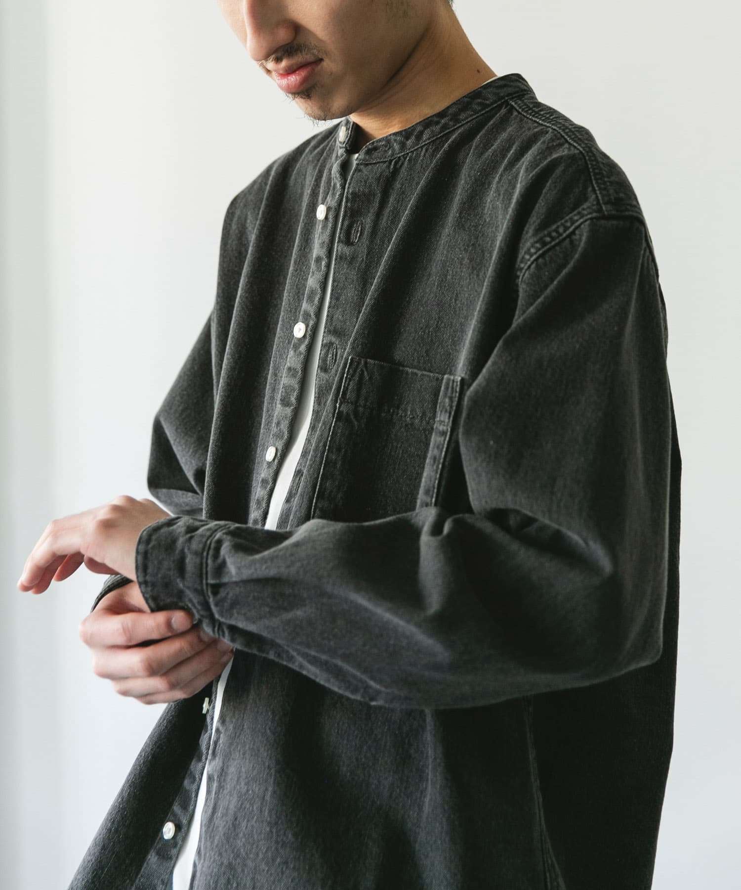 デニムバンドカラーシャツ(M BLACK): トップス｜URBAN RESEARCH公式