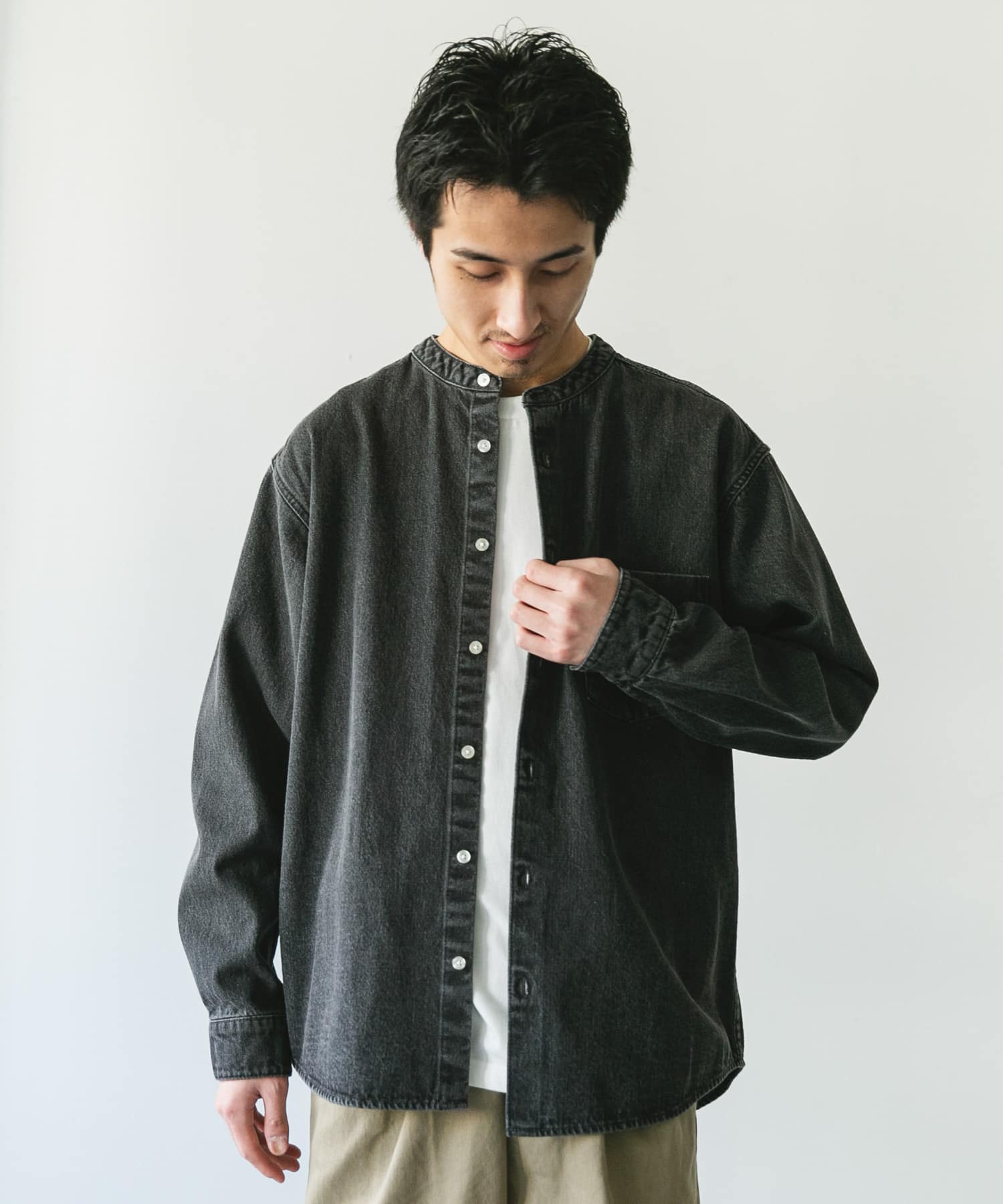 デニムバンドカラーシャツ(M BLACK): トップス｜URBAN RESEARCH公式