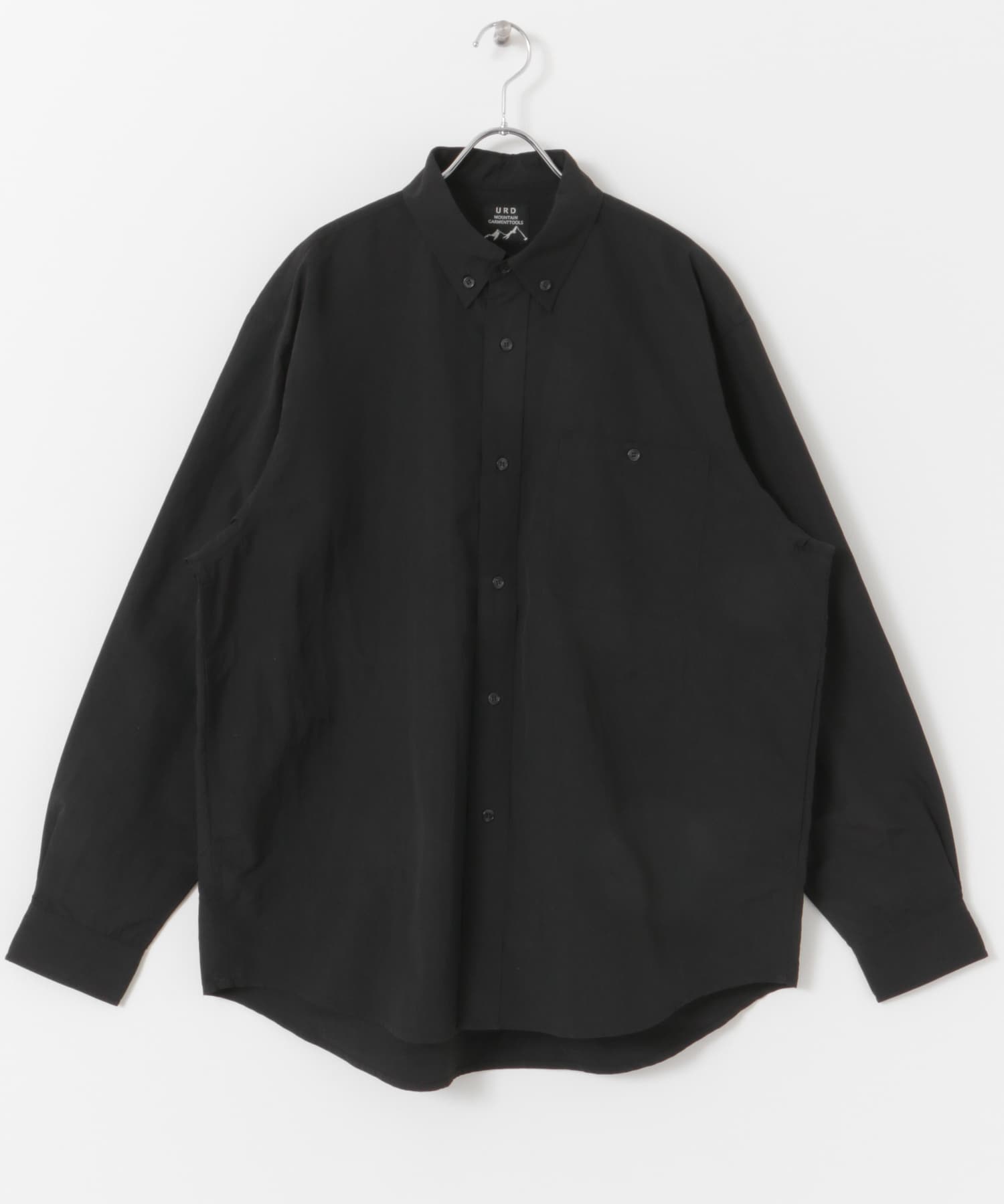 ナイロンタッサー　ボタンダウンロングスリーブシャツ BLACK M