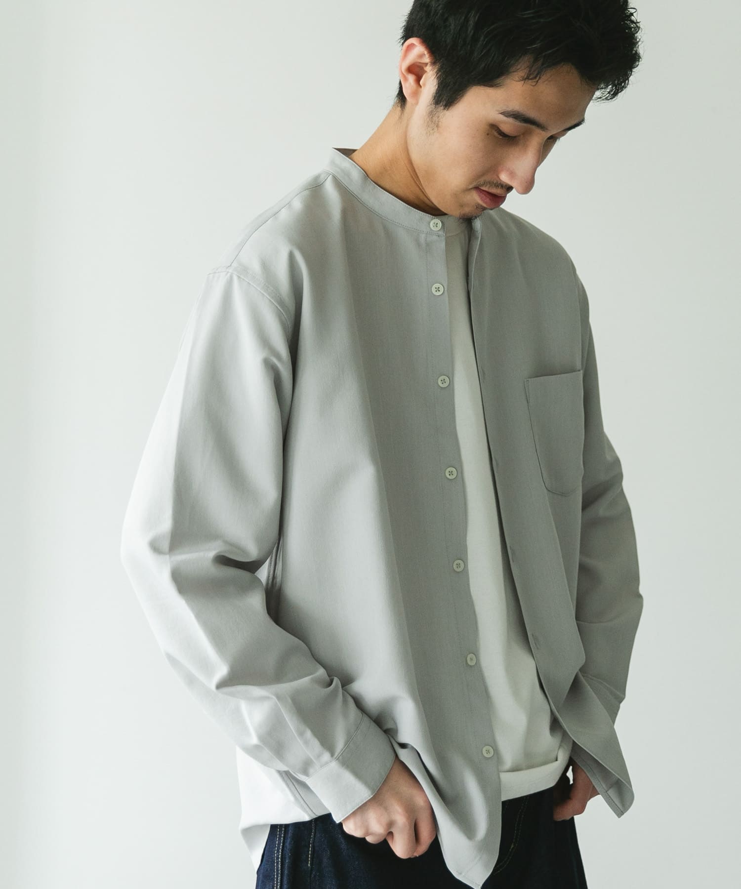 『WEB/一部店舗限定サイズ』『吸水速乾』セオアルファバンドカラーロングスリーブシャツ