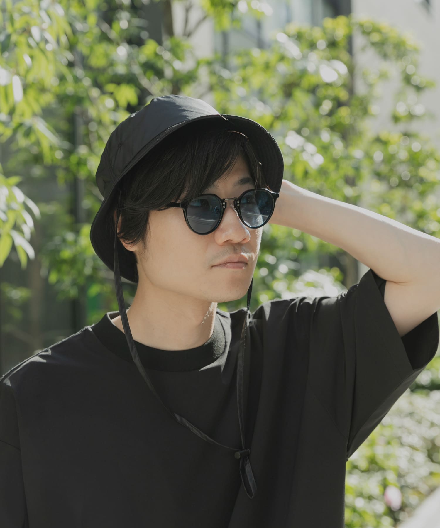 コード付き撥水ハット BLACK -