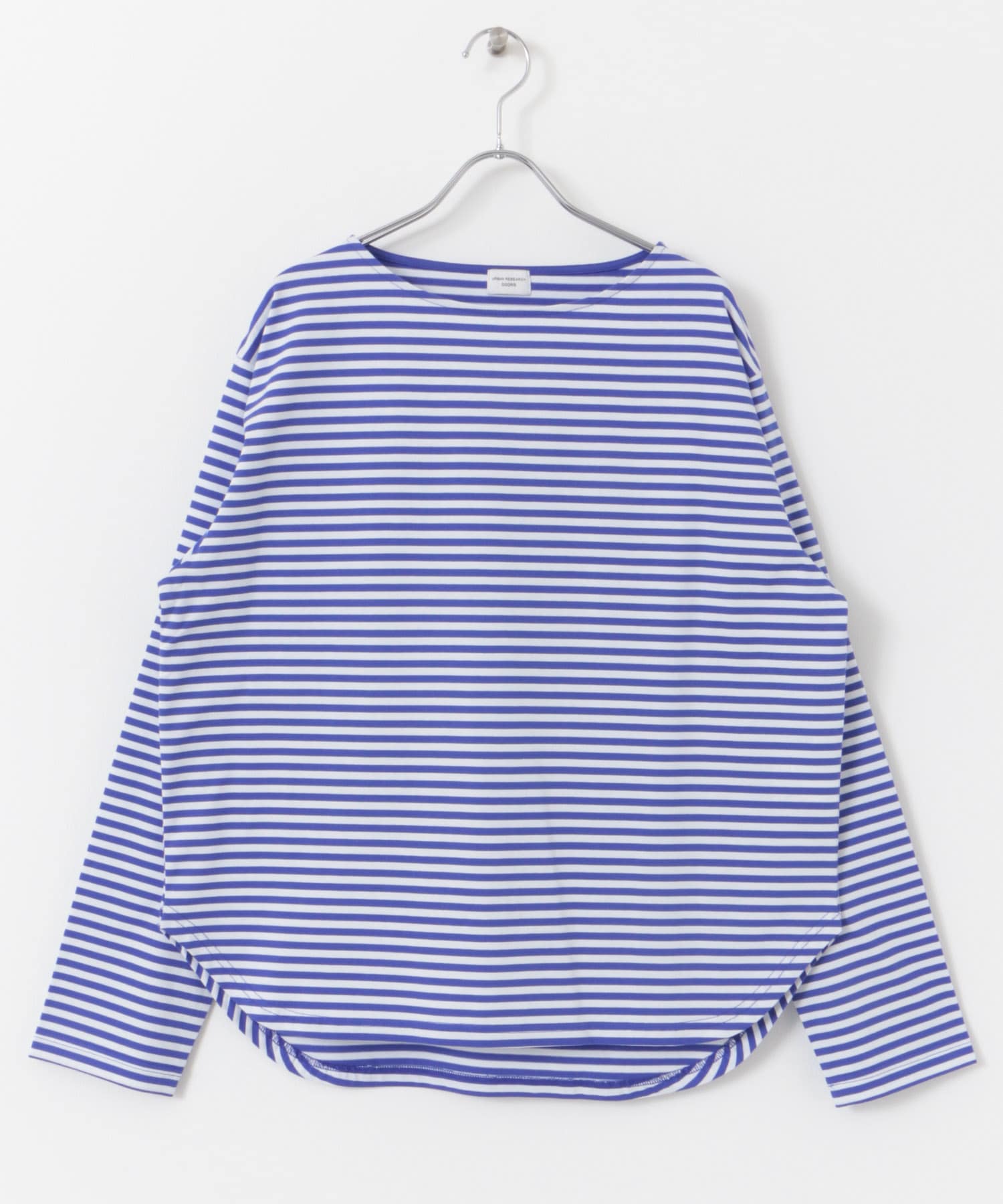 ラウンドヘムボーダーロングTシャツ BLUE×WHT M