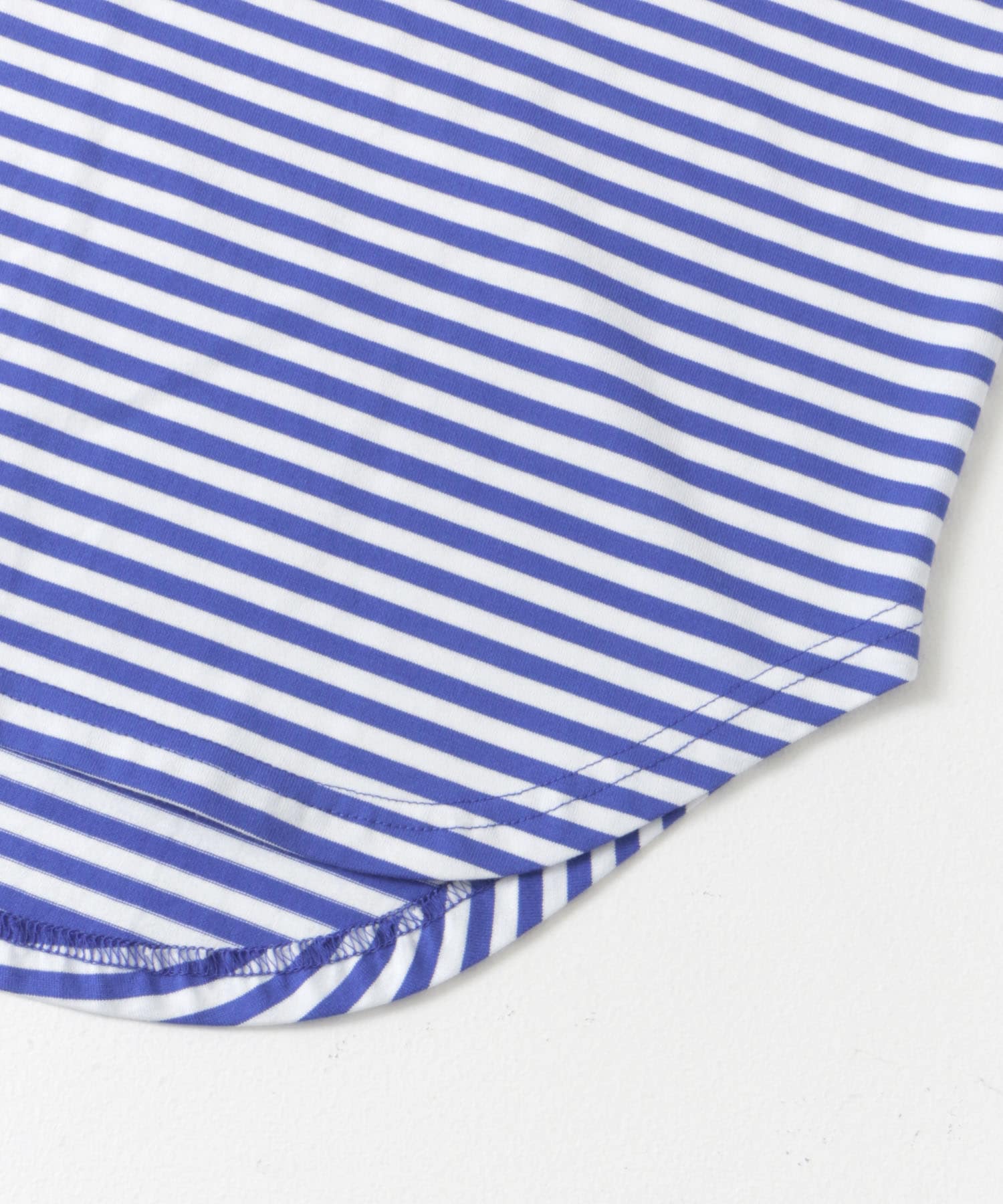ラウンドヘムボーダーロングTシャツ BLUE×WHT M
