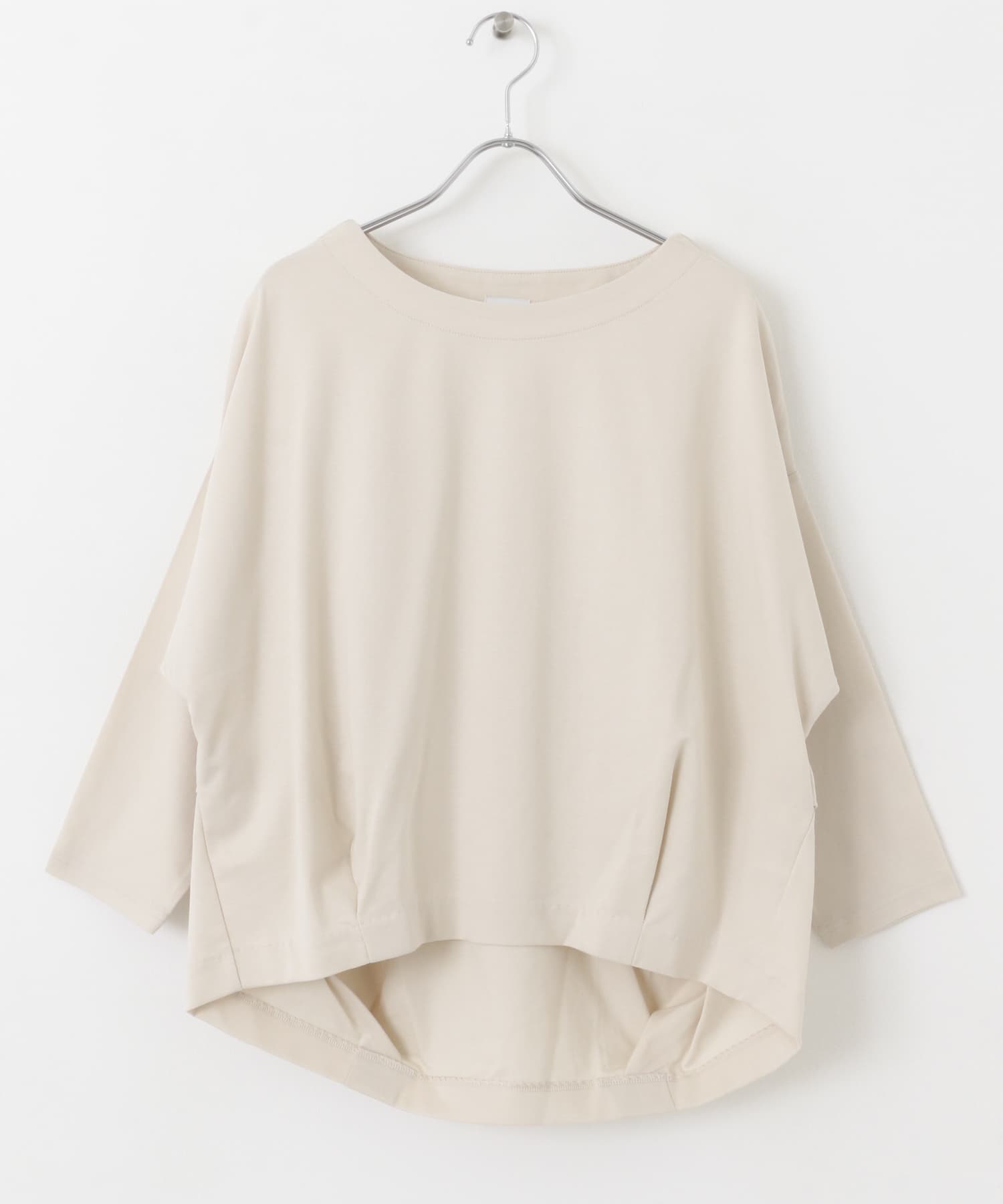 コットンバックタック7分袖プルオーバー CREAM M