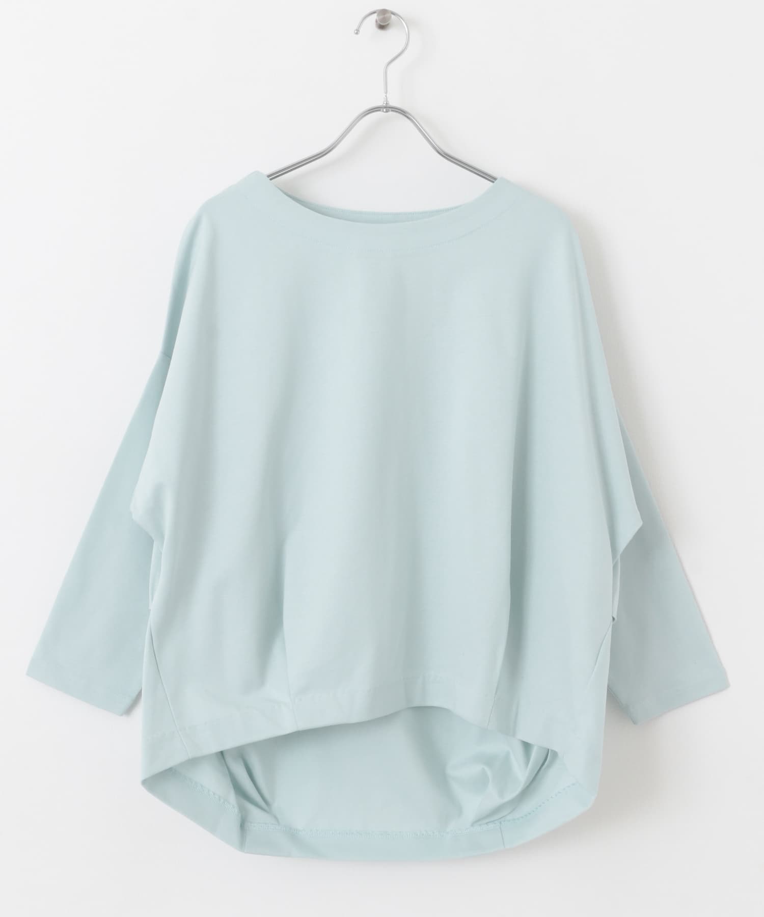 コットンバックタック7分袖プルオーバー L.BLUE M