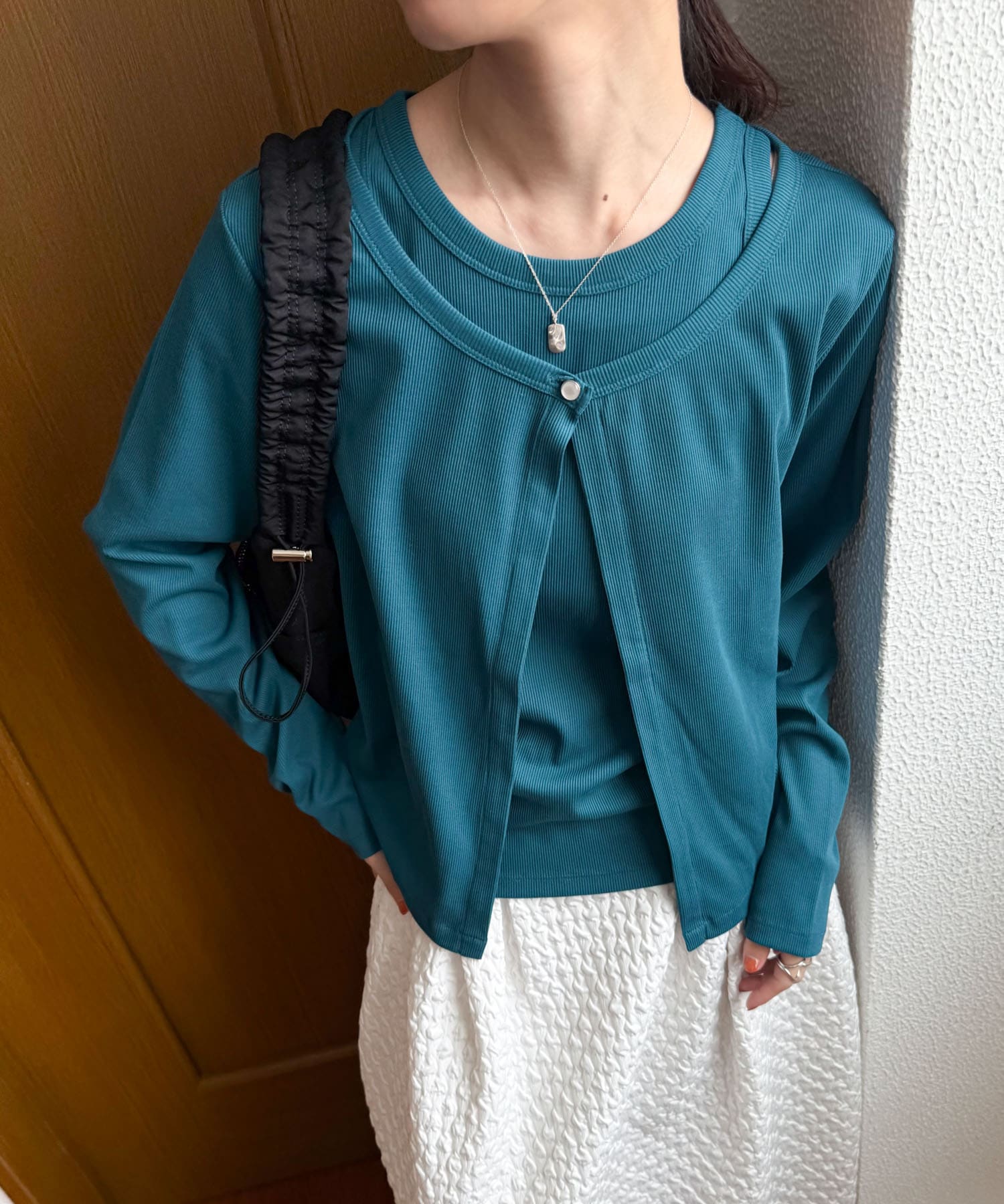OPEN SESAME CLUB sheerlattice tops(one BLACK): トップス