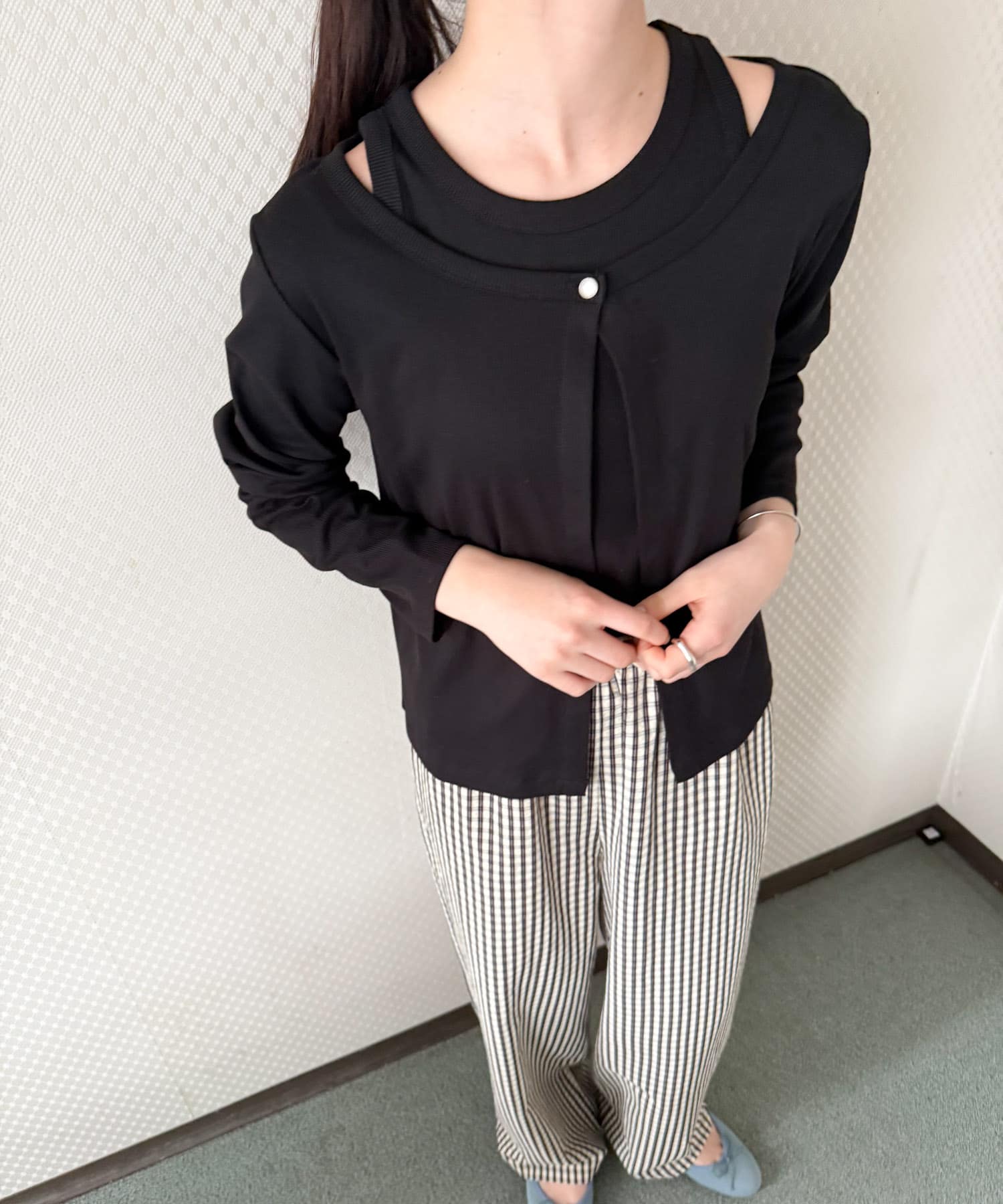 OPEN SESAME CLUB sheerlattice tops(one BLACK): トップス｜URBAN